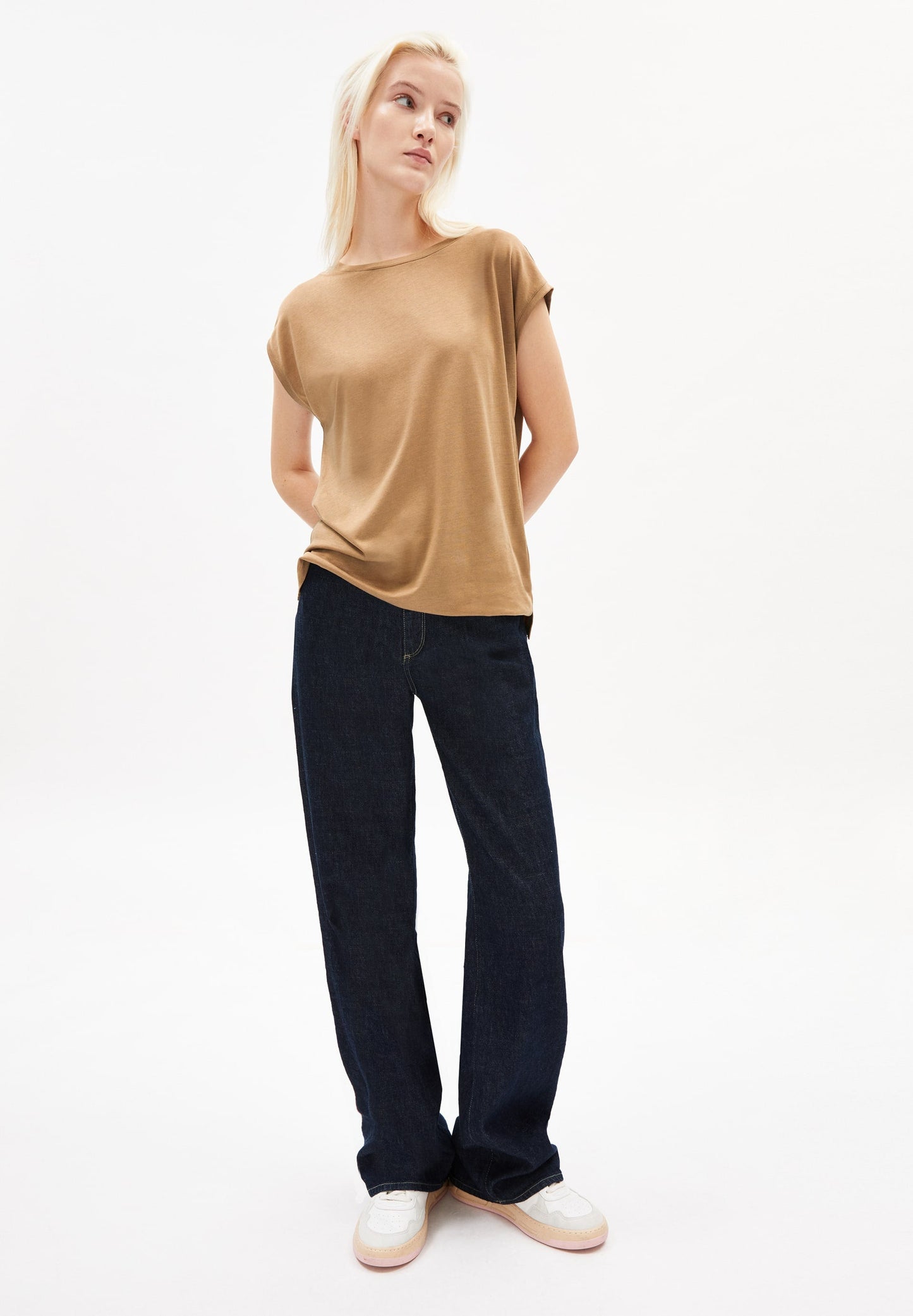 T-shirt ample camel en tencel - jilaa