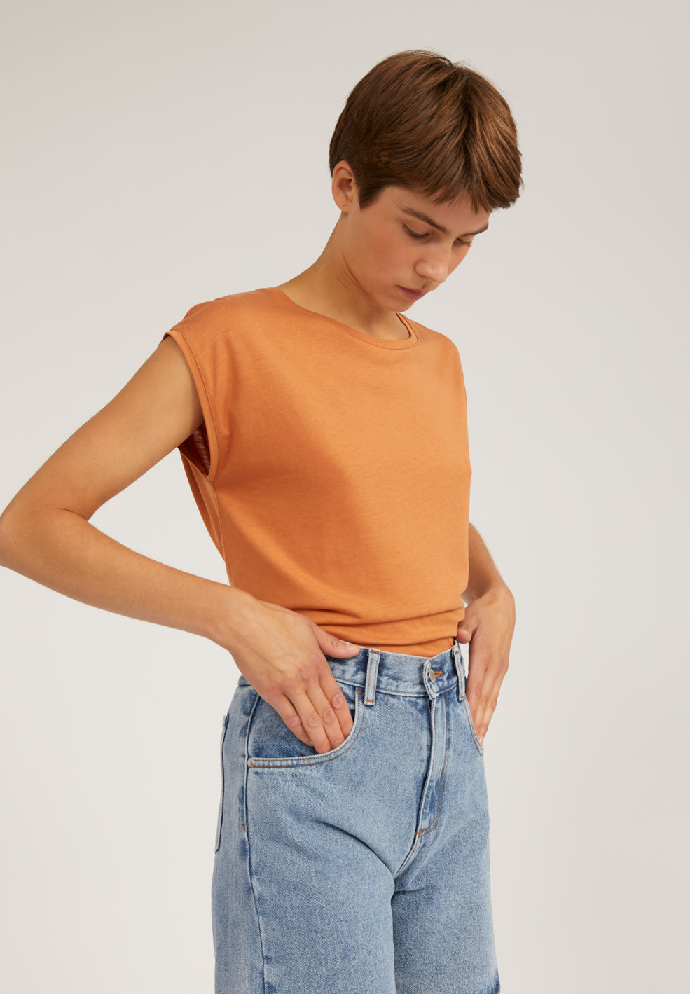T-shirt léger abricot en tencel - Jilaa