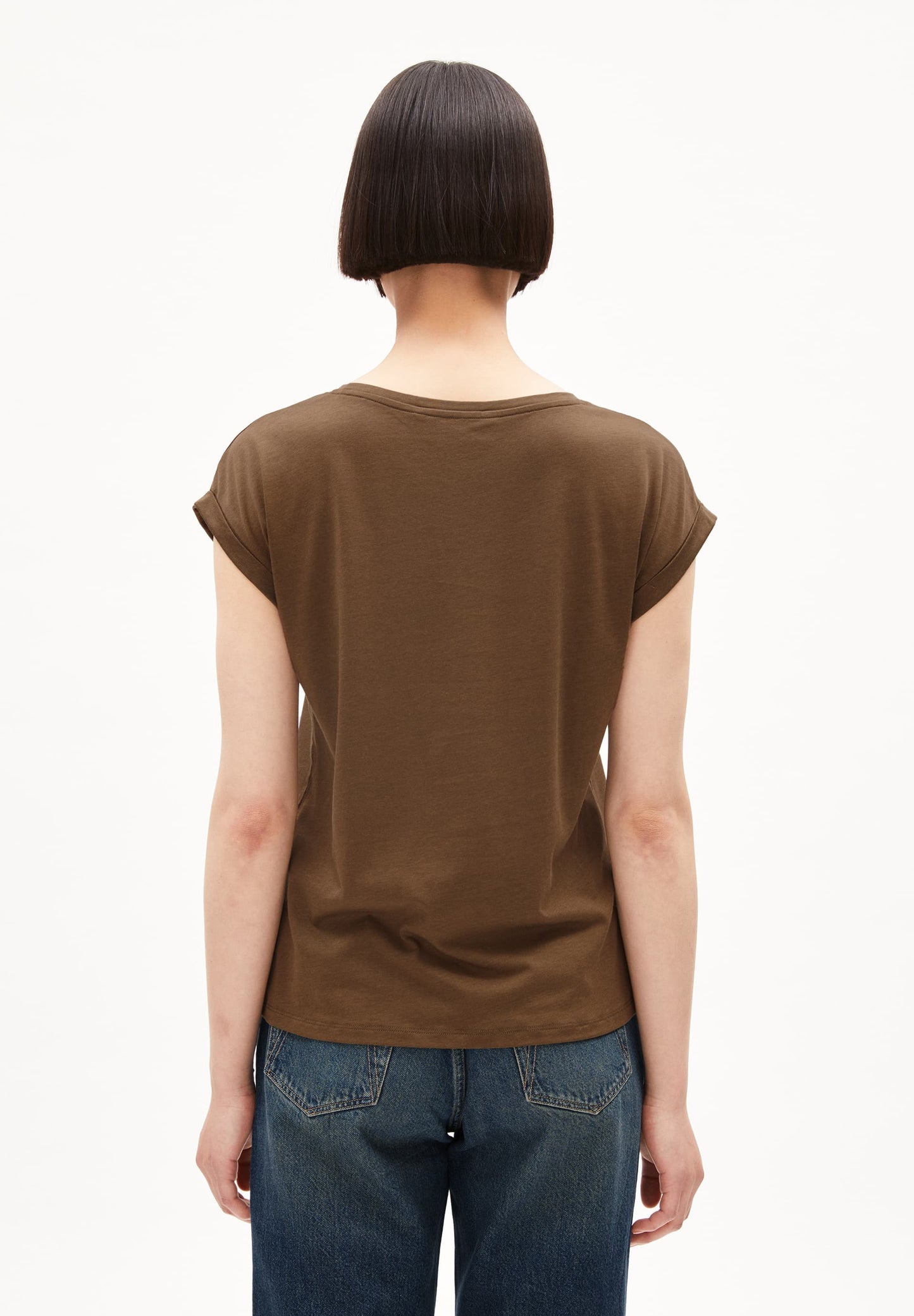 t-shirt en tencel et coton bio | marron "jilaana - dried moss"