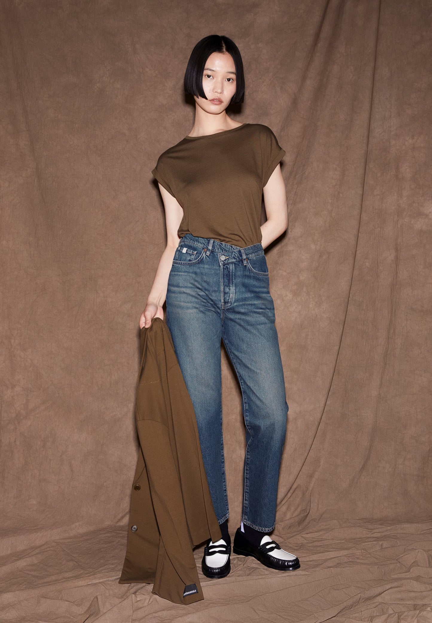 t-shirt en tencel et coton bio | marron "jilaana - dried moss"