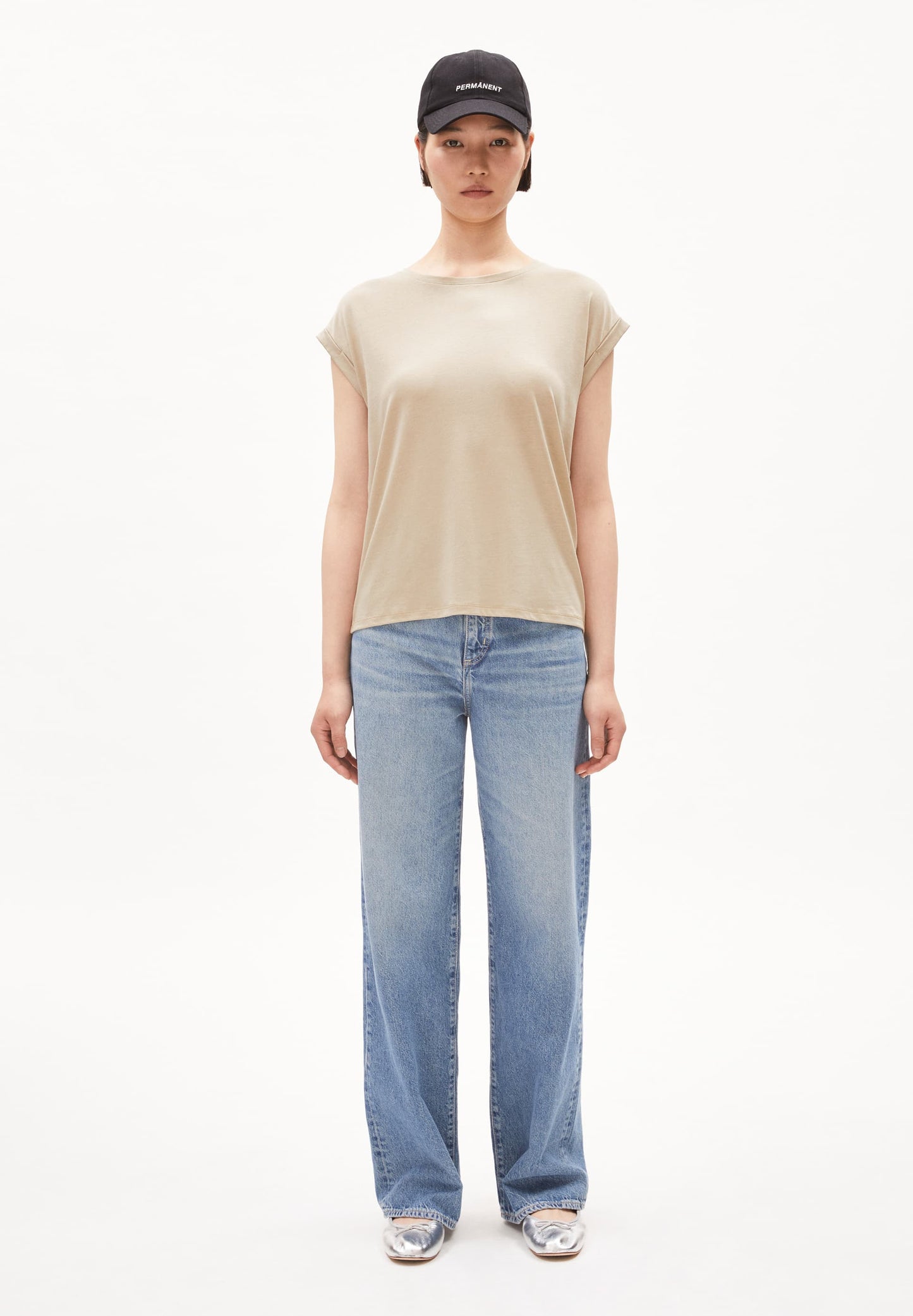 T-shirt en tencel et coton bio | beige "jilaana gravel"