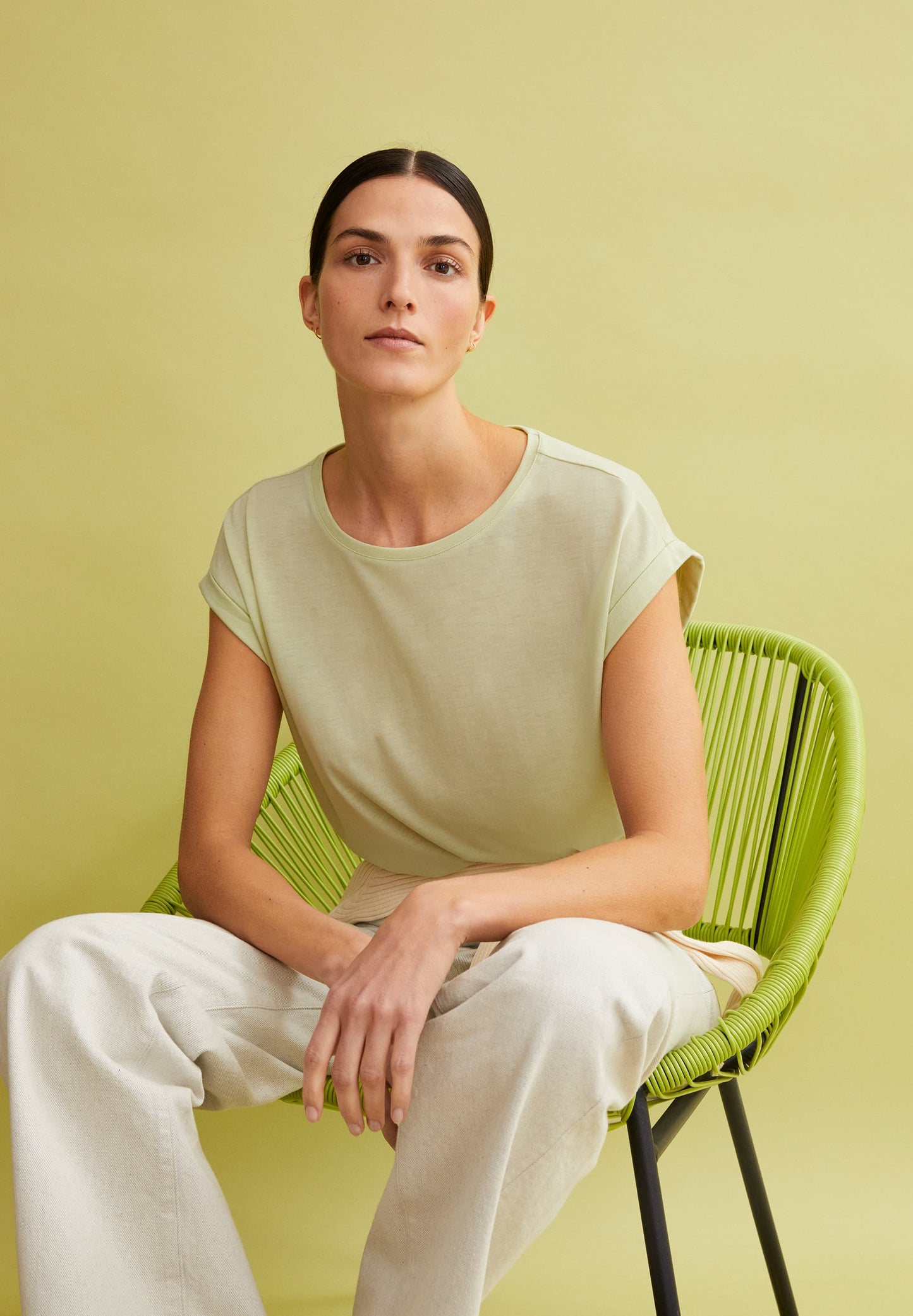 T-shirt en tencel et coton bio | vert "jilaana pastel green"