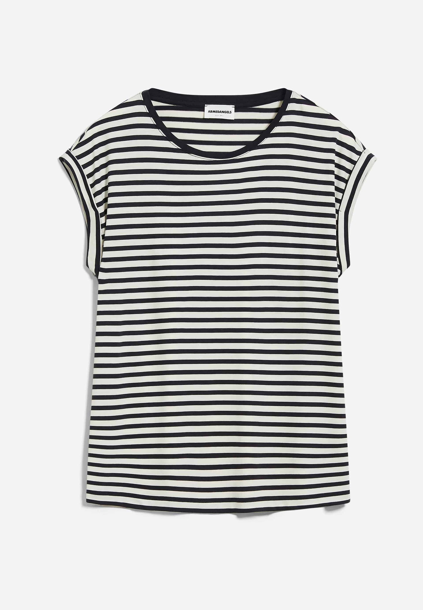 T-shirt rayé en tencel et coton bio - jilaana stripes night sky-oatmilk