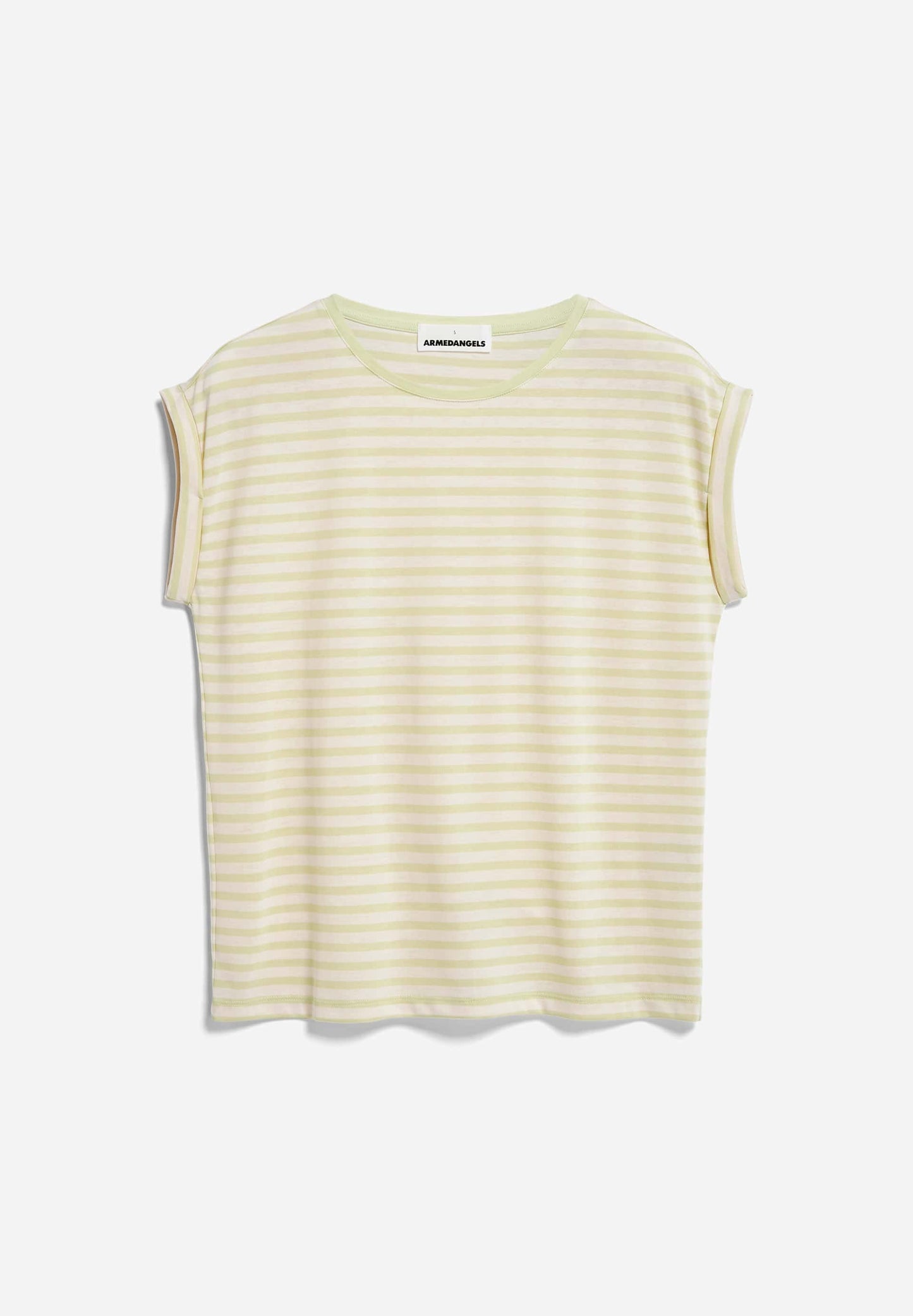 T-shirt en tencel et coton bio | rayé vert "jilaana stripes pastel green-oatmilk"