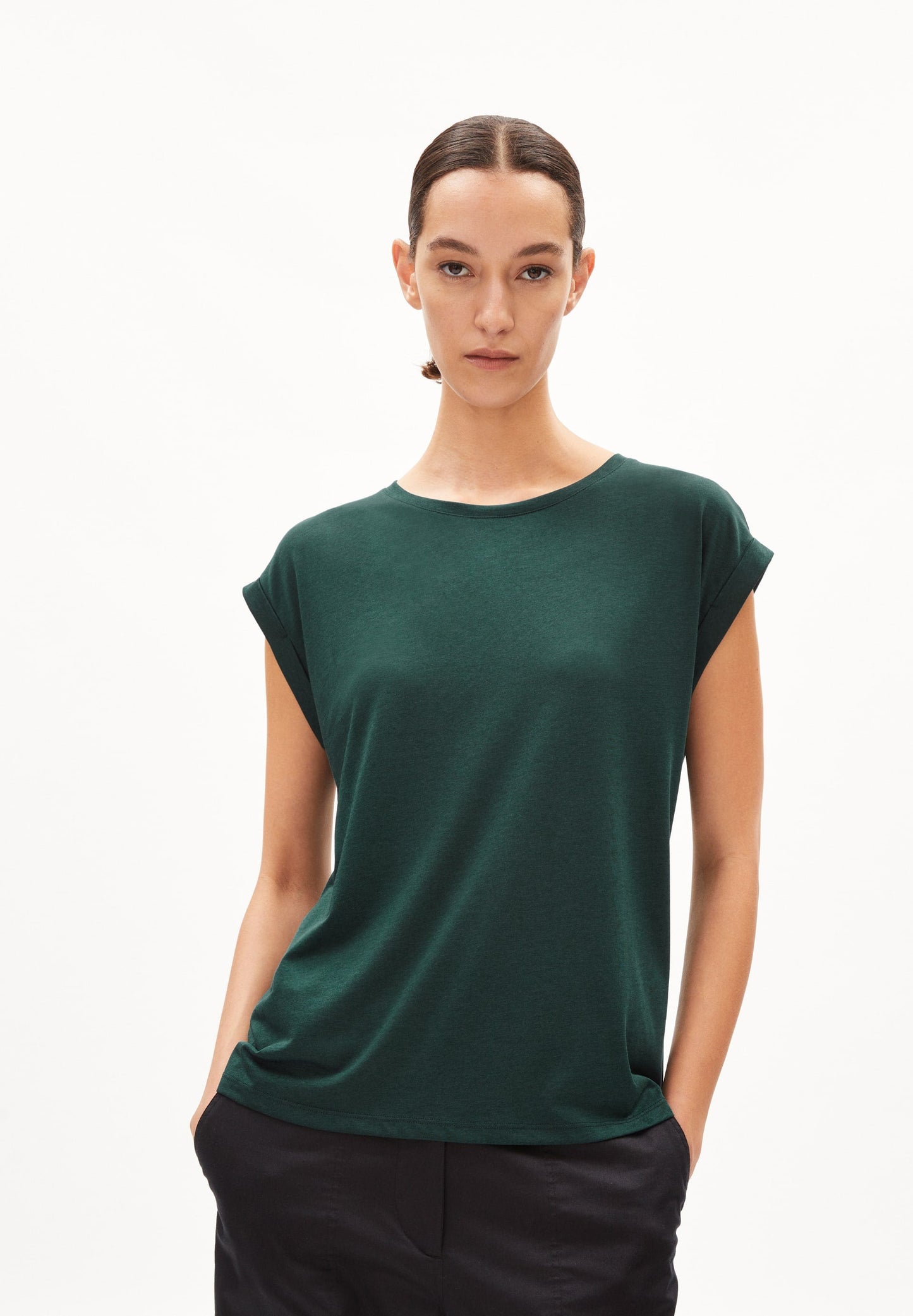 T-shirt en tencel et coton bio | vert "jilaana teal stone"