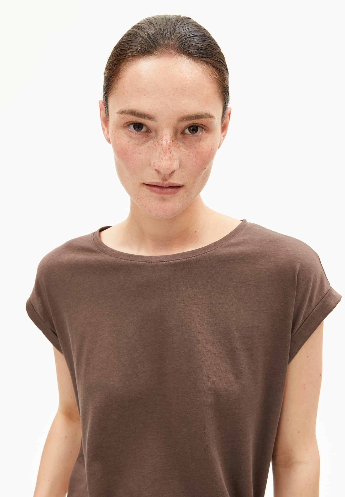 T-shirt en tencel et coton bio | marron "jilaana - toasty tan"