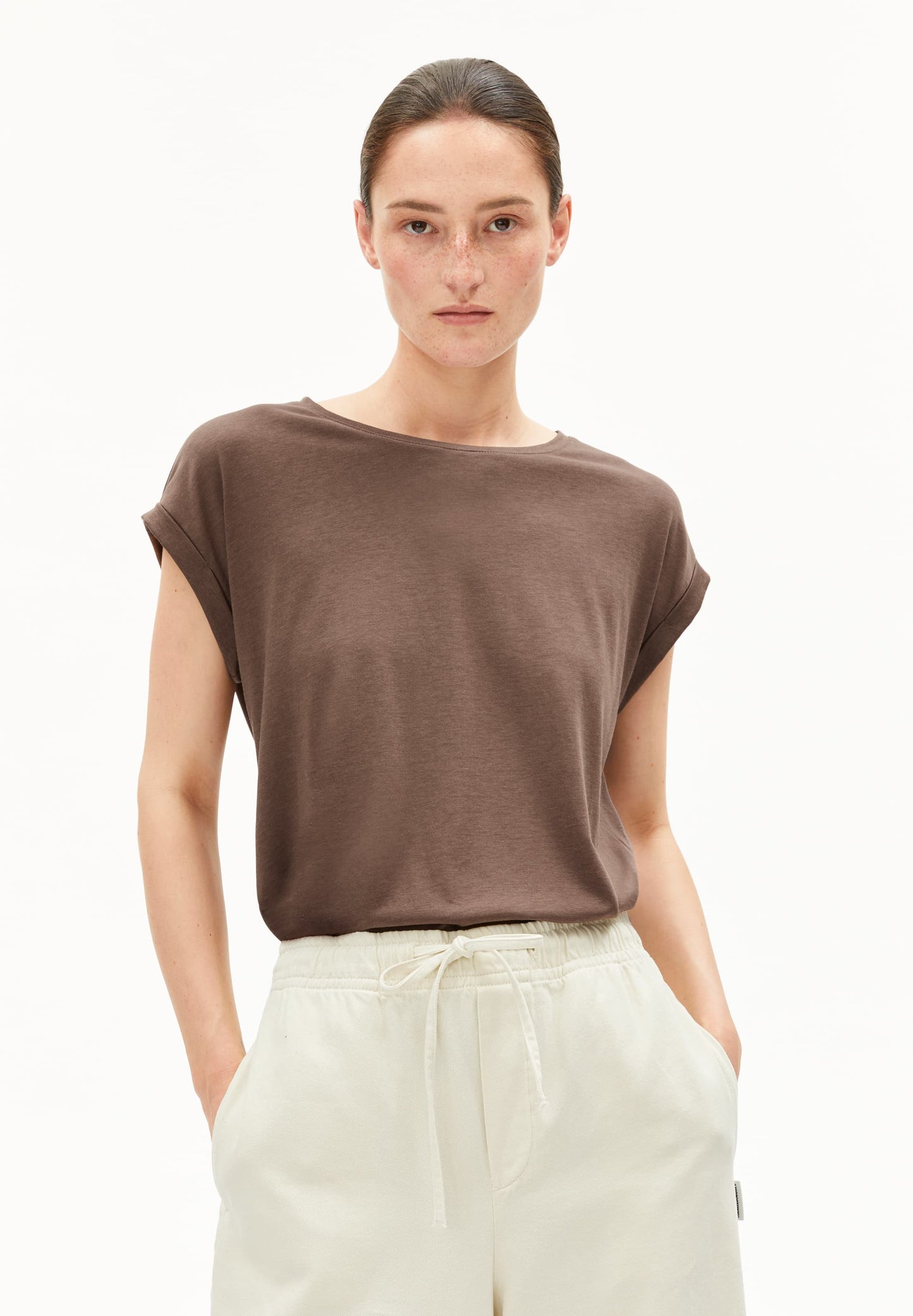 T-shirt en tencel et coton bio | marron "jilaana - toasty tan"