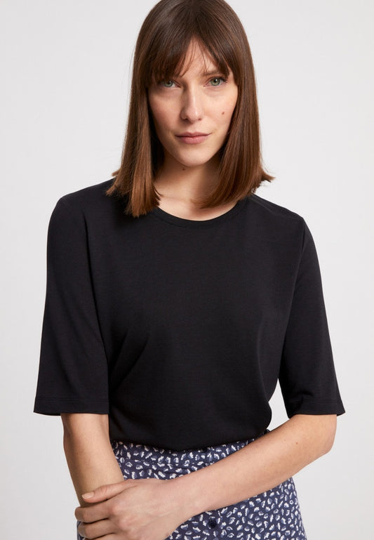 T-shirt ample noir en tencel et coton bio - JILARAA