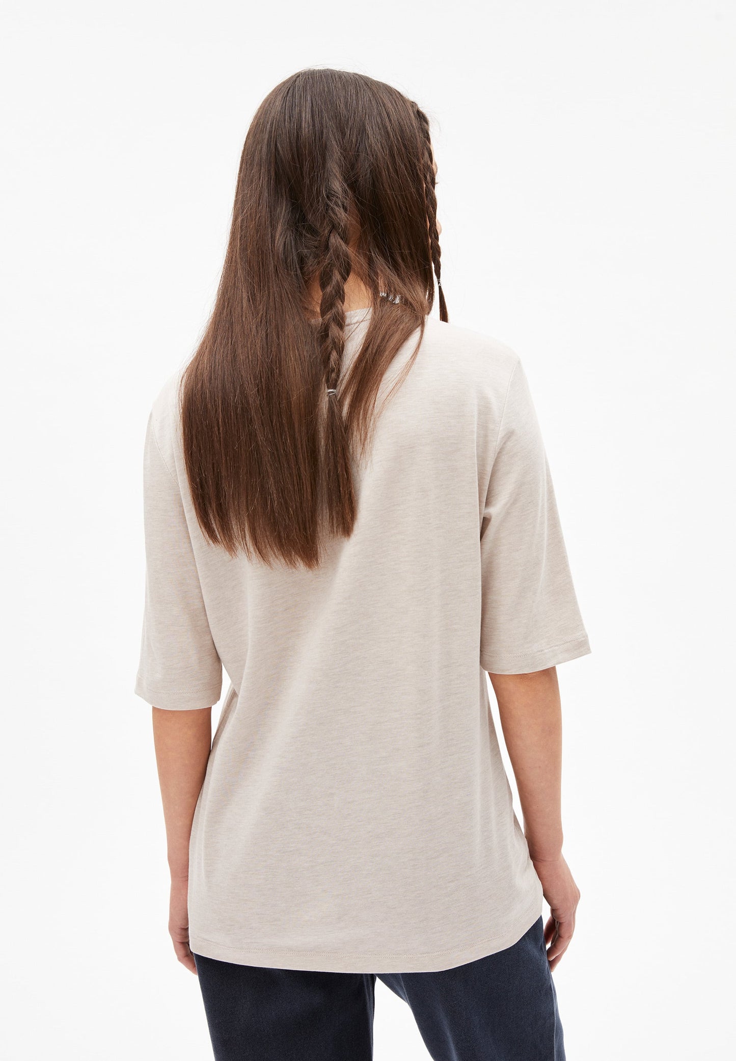 T-shirt ample beige en tencel et coton bio - Jilaraa light desert melange
