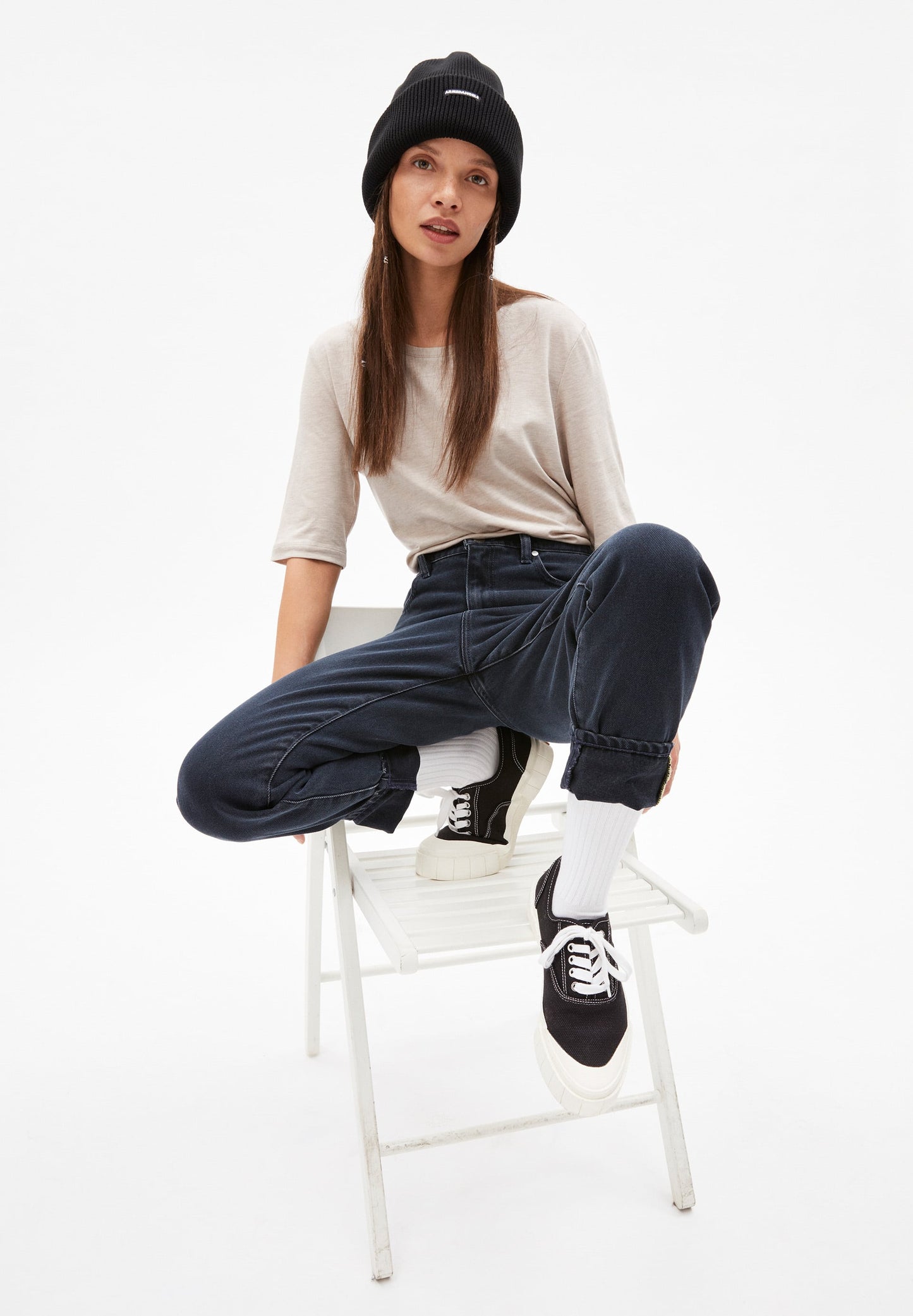 T-shirt ample beige en tencel et coton bio - Jilaraa light desert melange