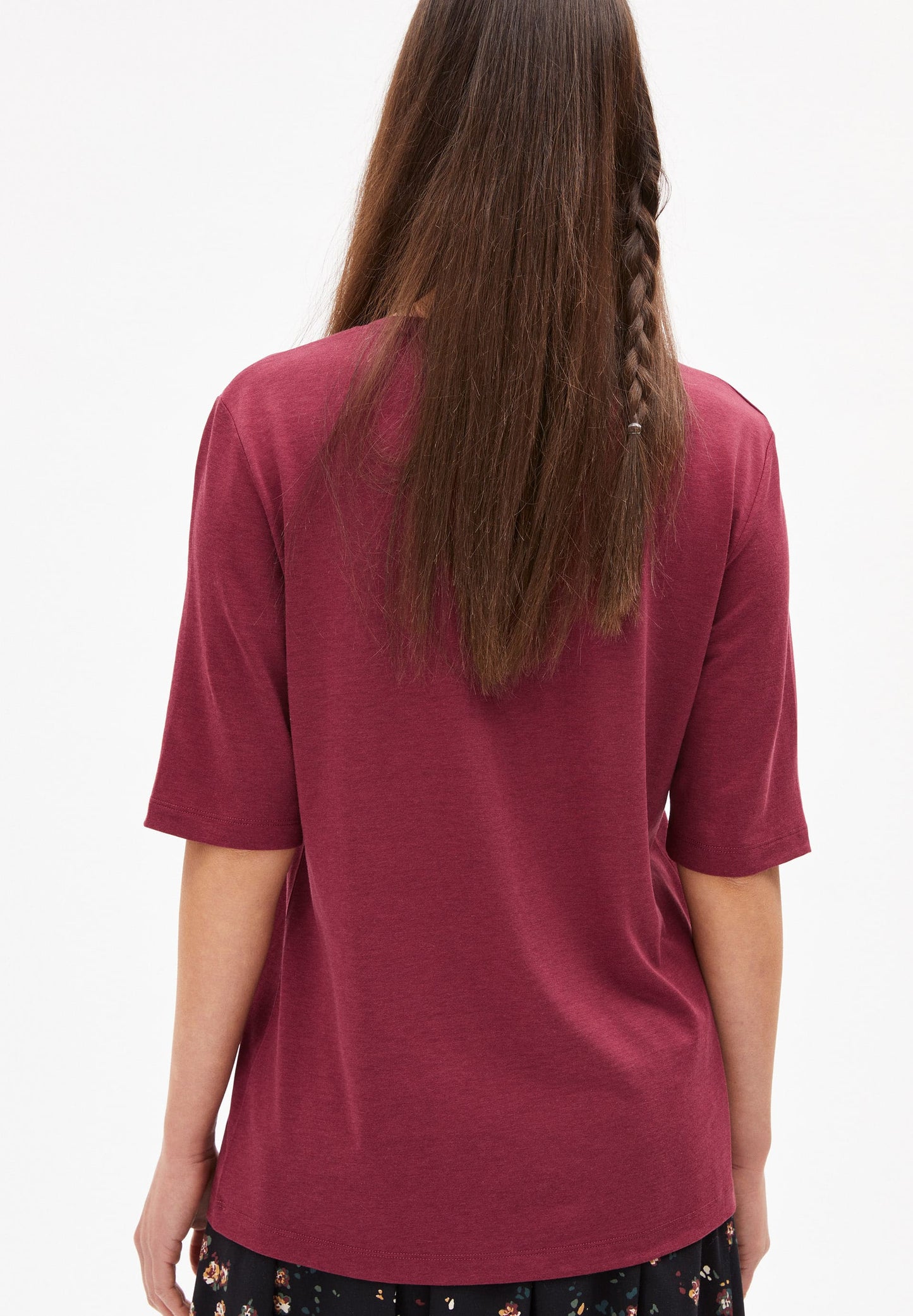 T-shirt ample rouge en tencel et coton bio - JILARAA ruby red