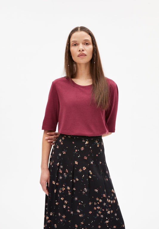 T-shirt ample rouge en tencel et coton bio - JILARAA ruby red