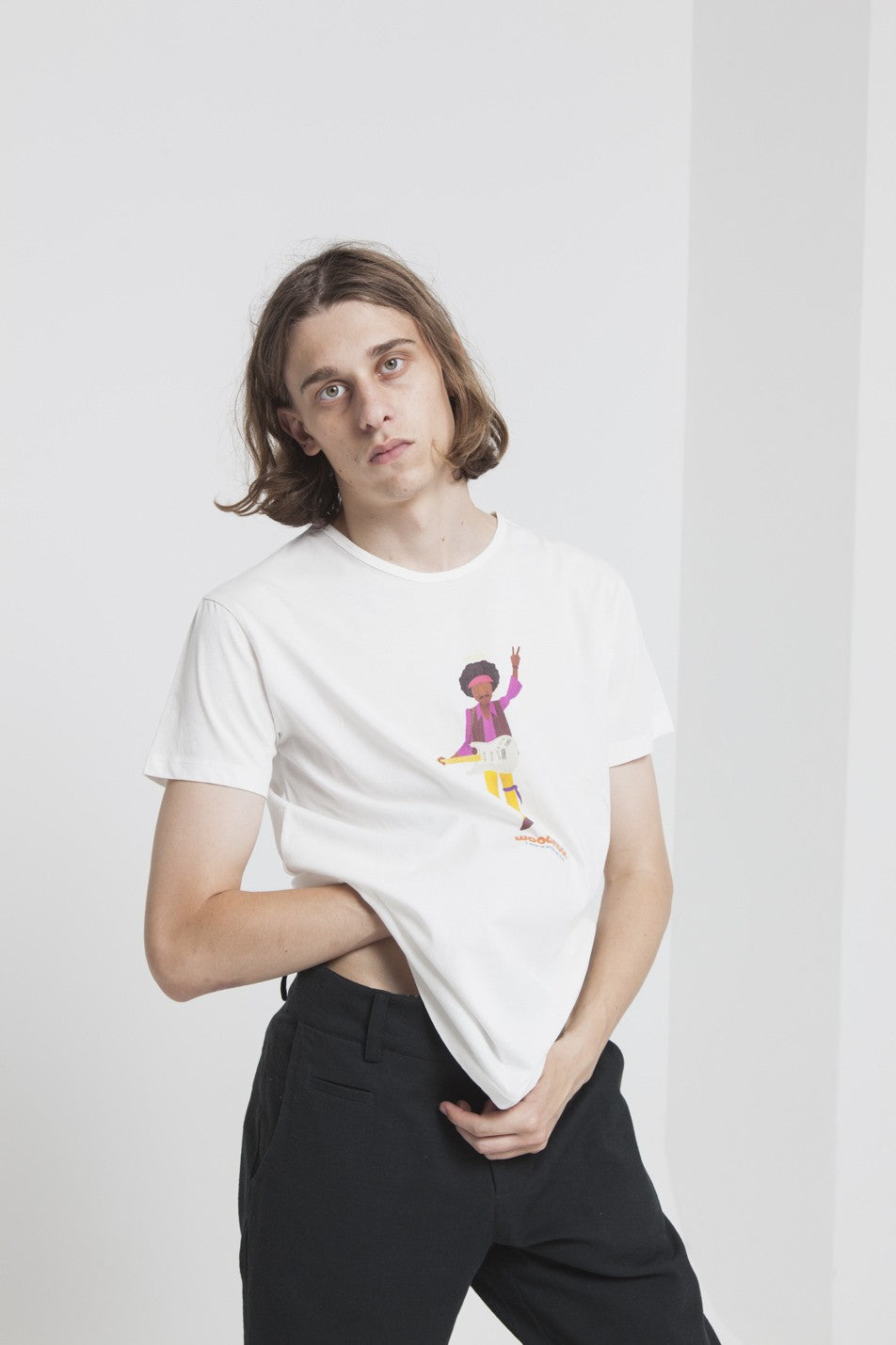 T-shirt imprimé blanc en coton bio - Jimihendrix