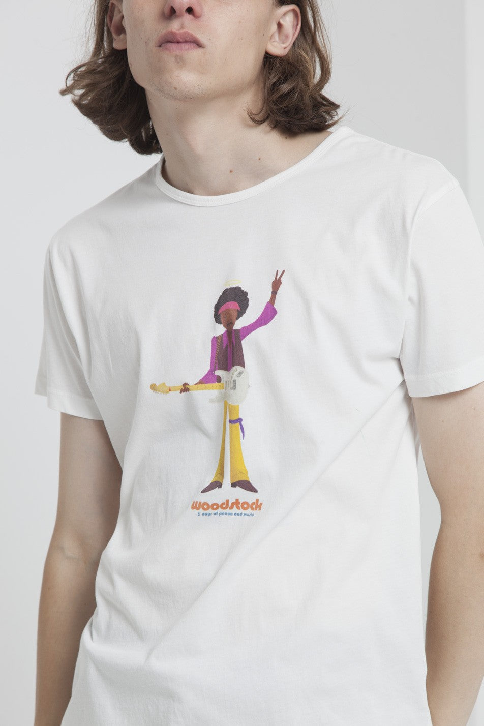 T-shirt imprimé blanc en coton bio - Jimihendrix