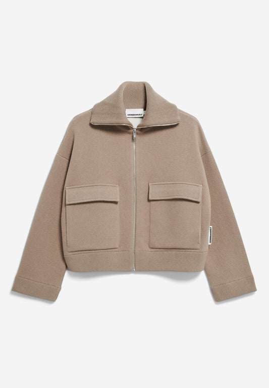 Veste en coton et laine bio | marron "joaniaas - shiitake"