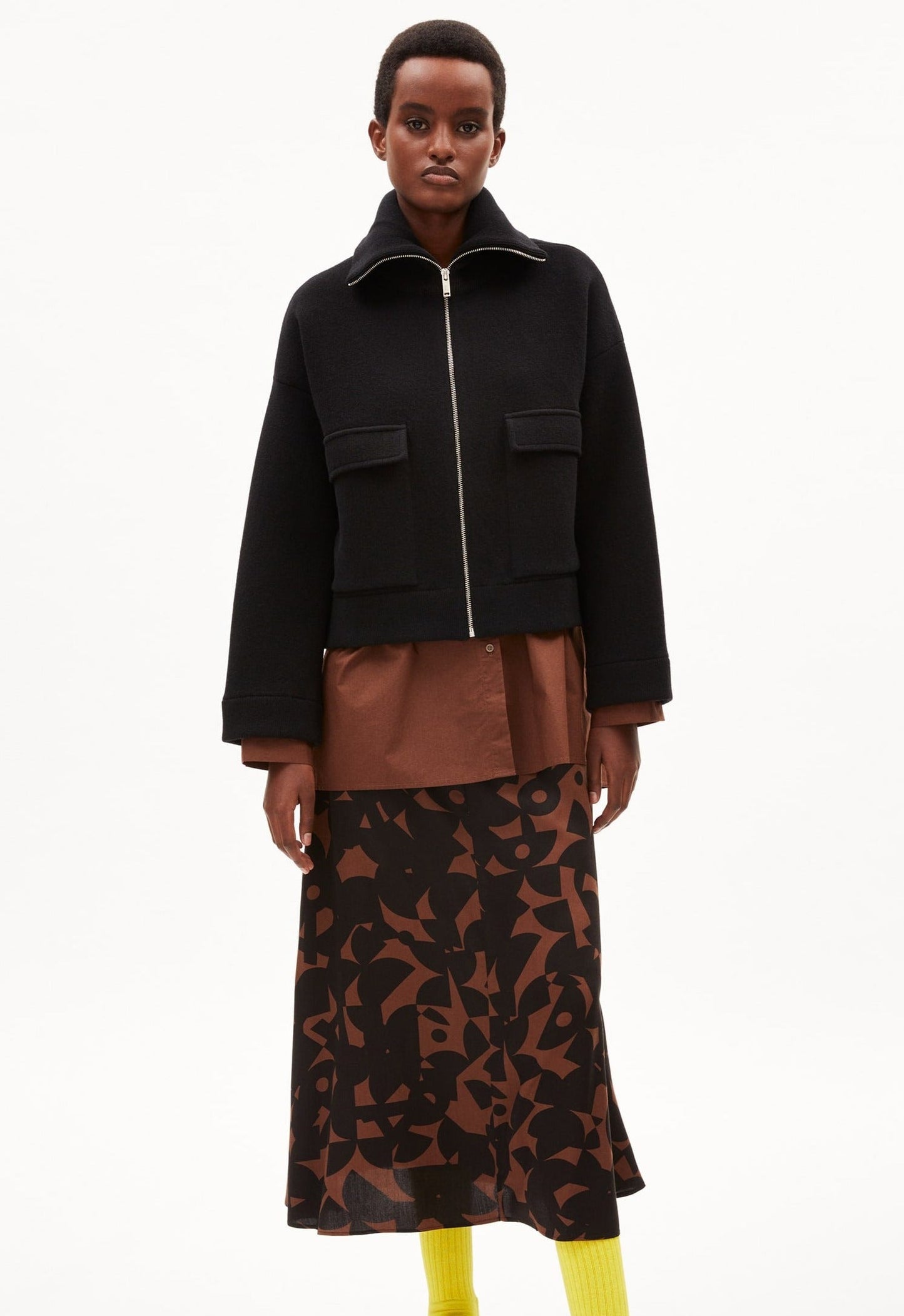 Veste zippée en coton et laine bio | Noir "joannaa black"