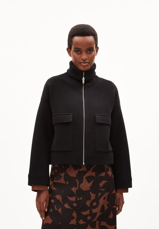 Veste zippée en coton et laine bio | Noir "joannaa black"