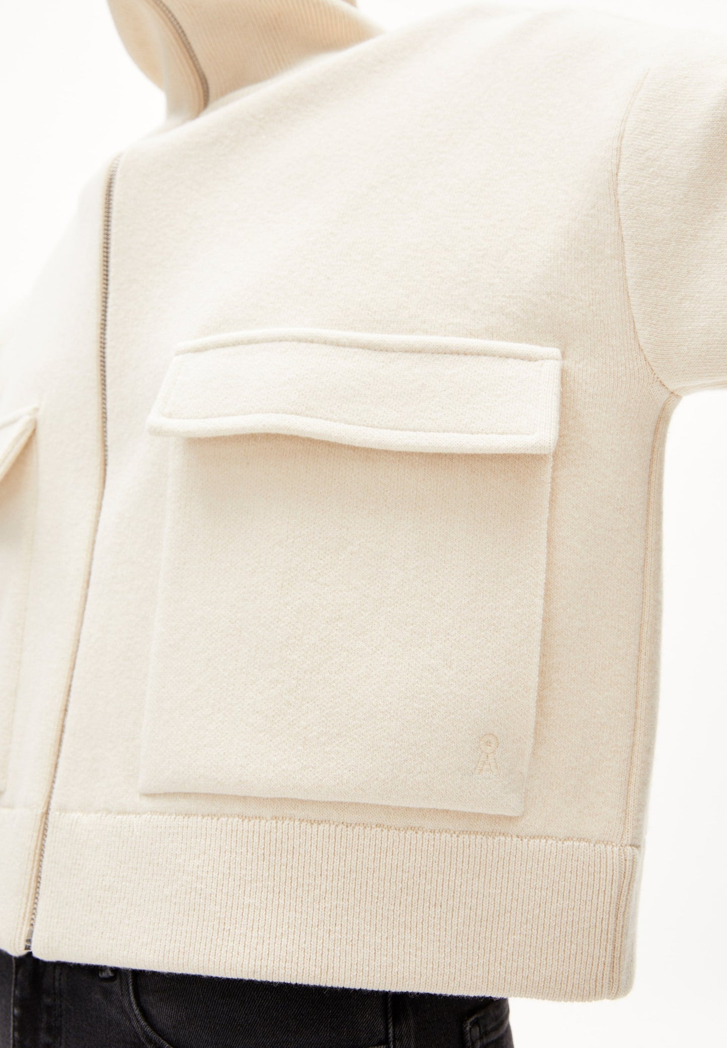 Veste zippée en coton et laine bio | Écru "joannaa oatmilk"