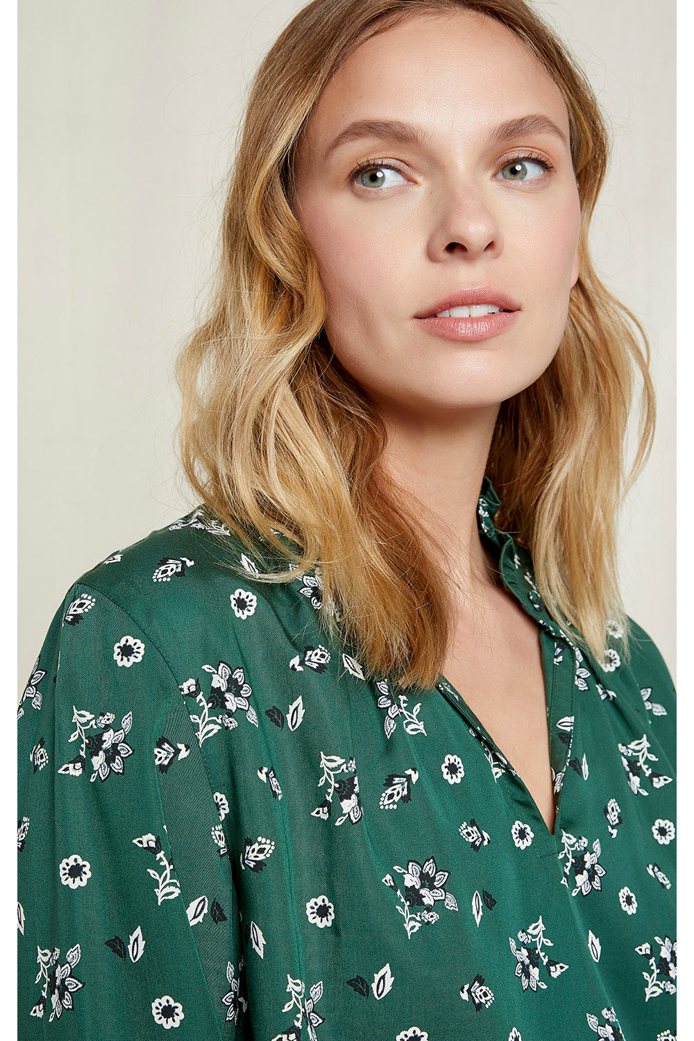 Blouse verte à motifs en tencel - jocelyn