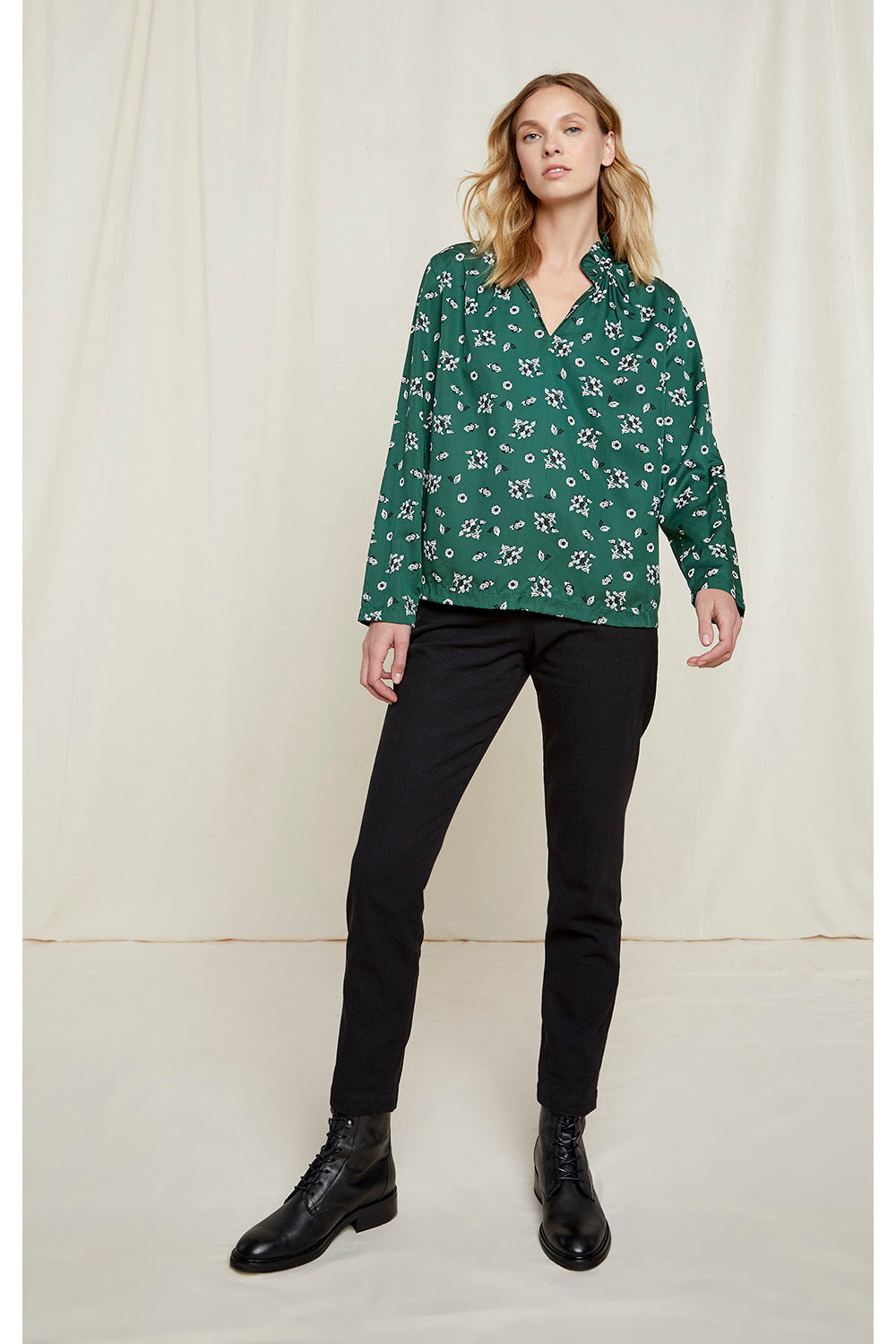Blouse verte à motifs en tencel - jocelyn