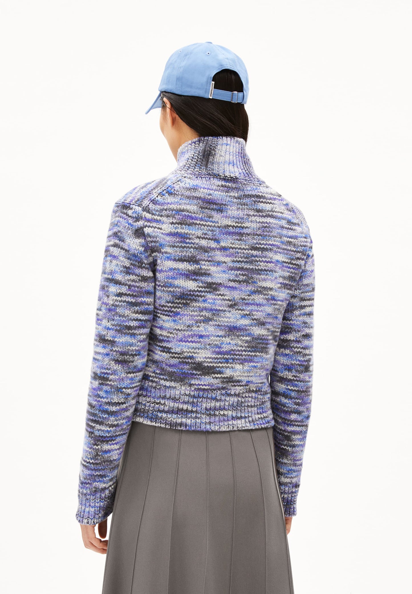 Gilet en laine bio | bleu "joelaa printed - faded indigo"