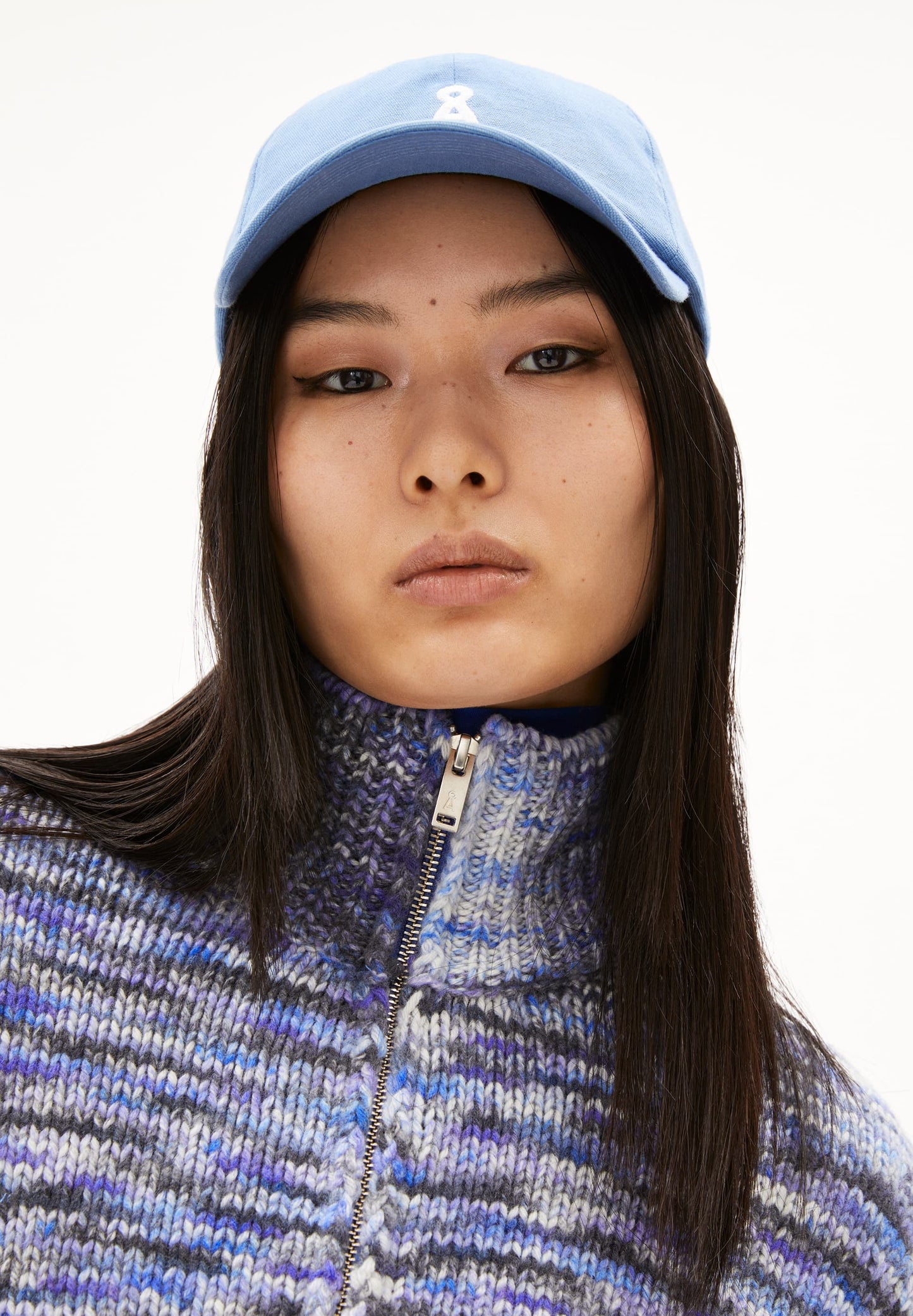 Gilet en laine bio | bleu "joelaa printed - faded indigo"