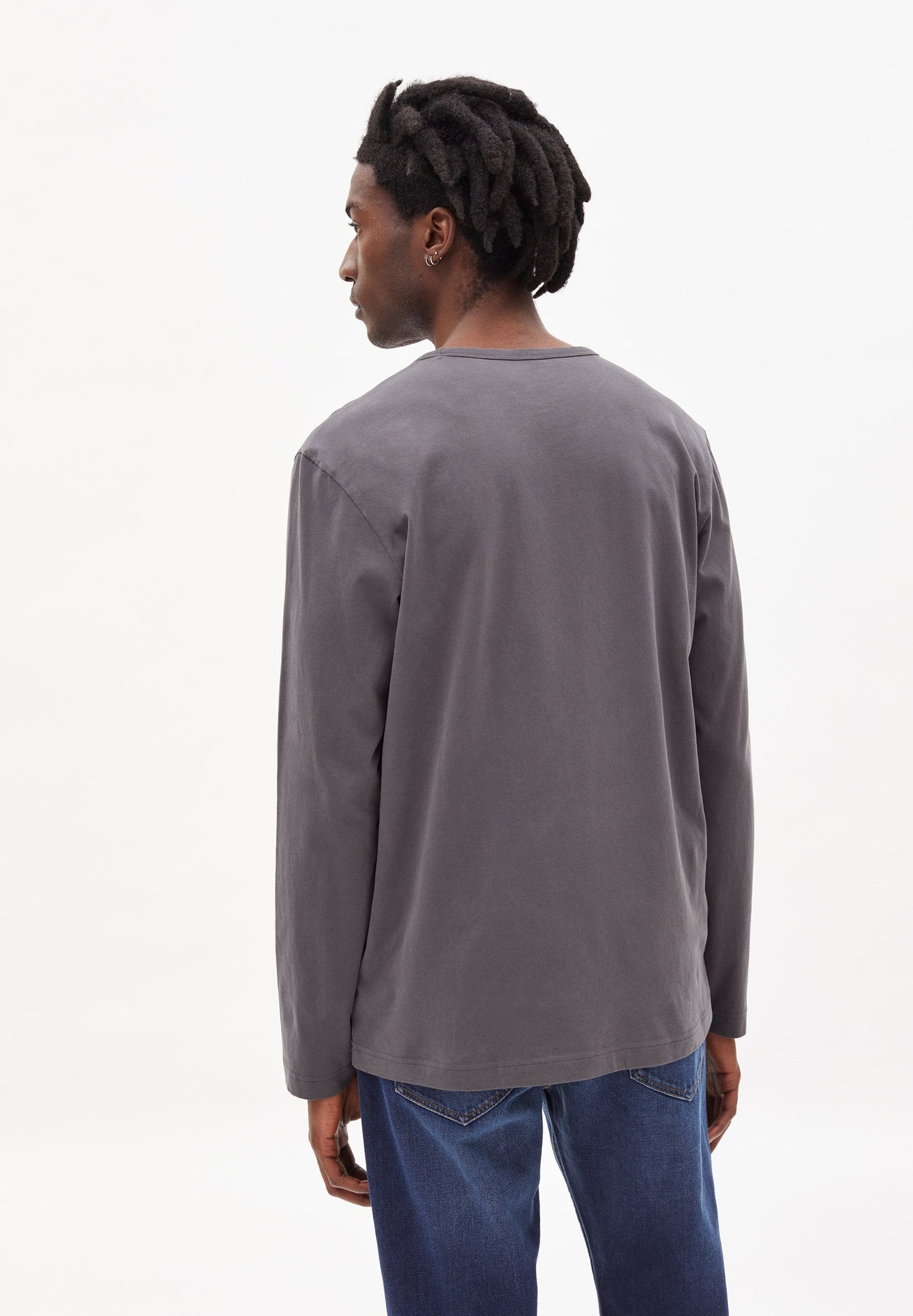 T-shirt gris à manches longues en coton bio - JOHAAN SOFT BRUSHED acid black