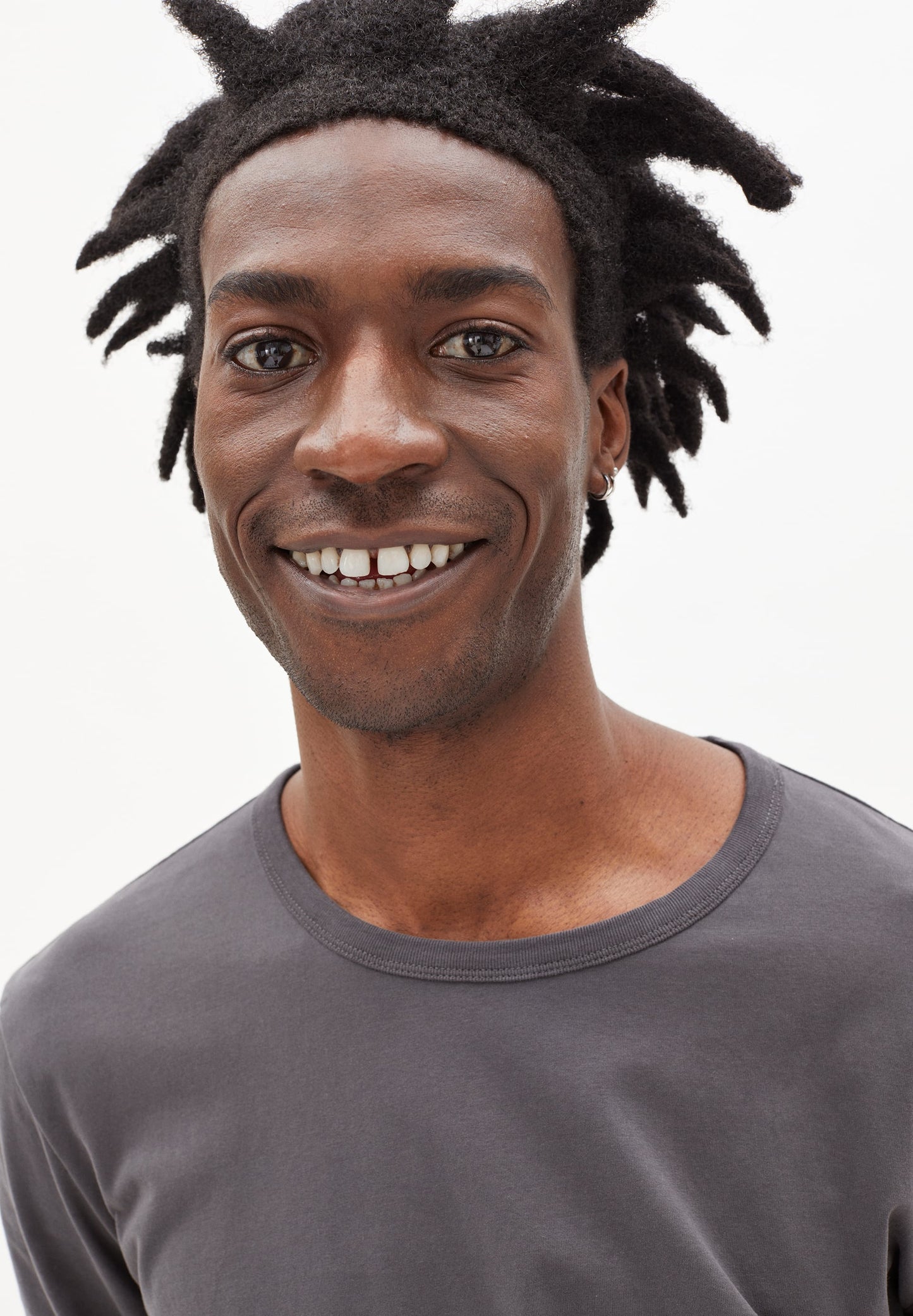 T-shirt gris à manches longues en coton bio - JOHAAN SOFT BRUSHED acid black