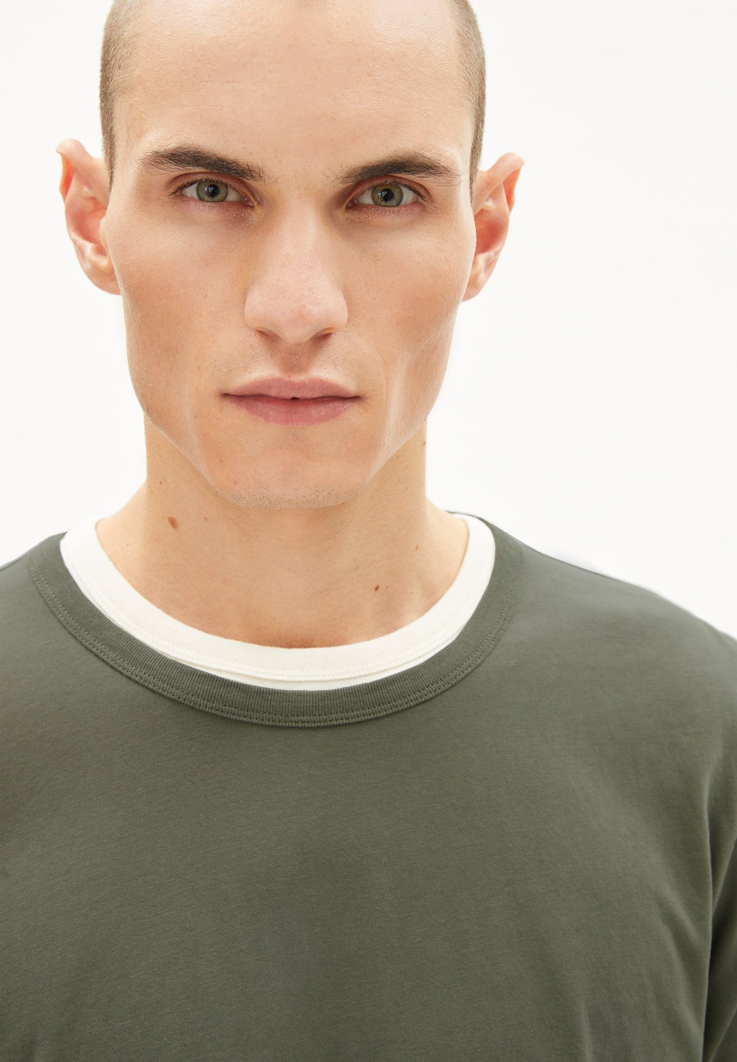 T-shirt vert à manches longues en coton bio - JOHAAN SOFT BRUSHED icy moss