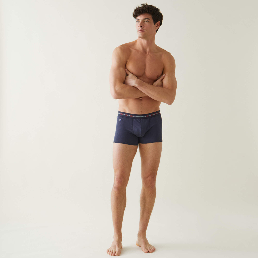 Boxer made in France en lin | marine "johnny marine lsf"