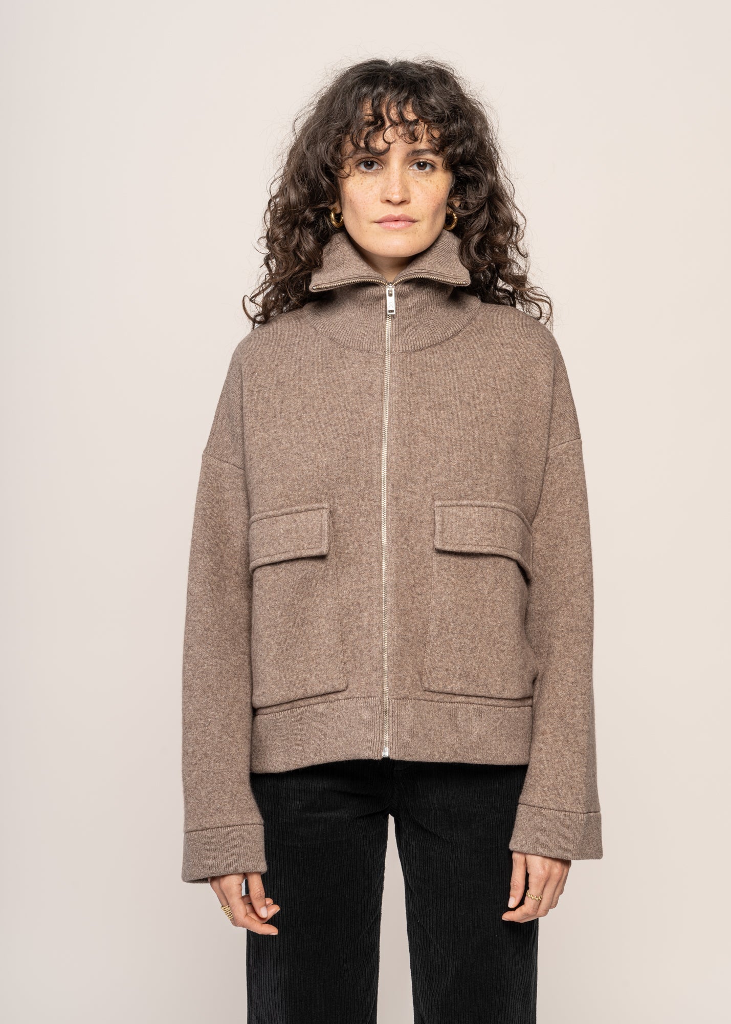 Veste en laine bio | marron "JOANIAAS - cinnamon dust melange"