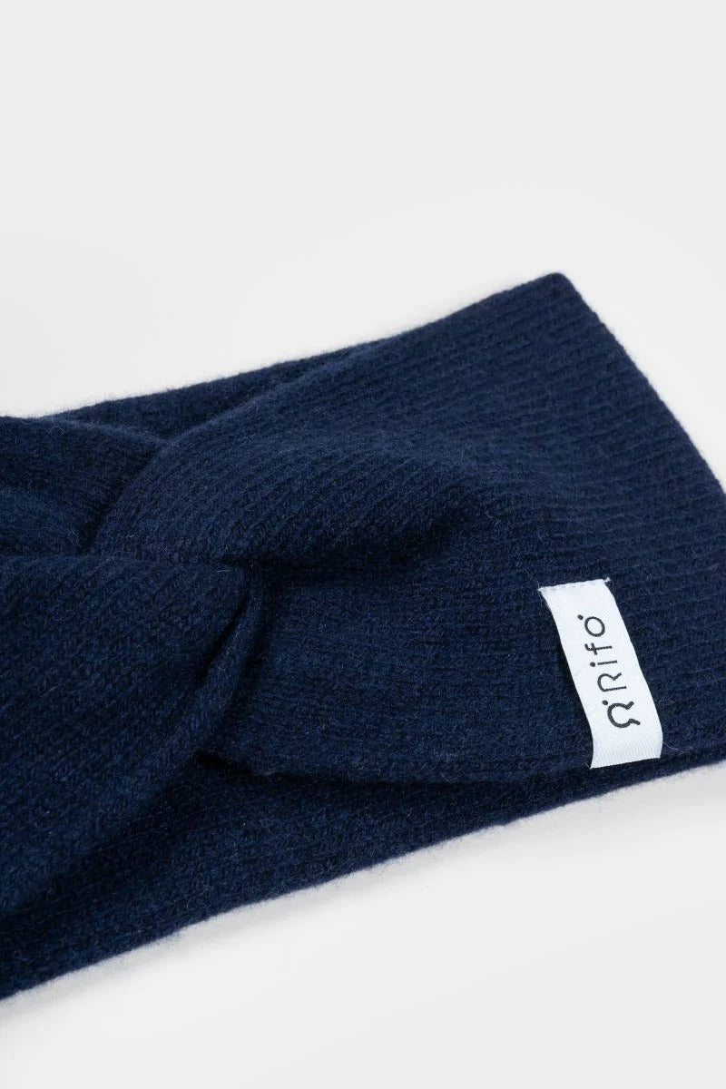 Bandeau en cachemire recyclé | marine "fascia nadia - blu mora"