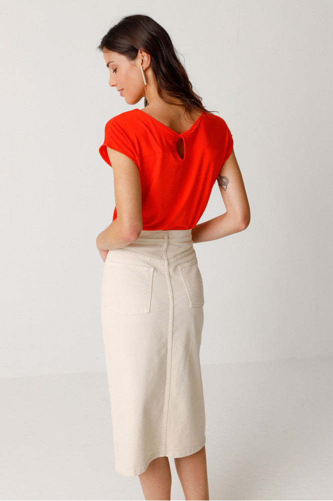 Jupe jean en coton bio | beige "aintzane creme"