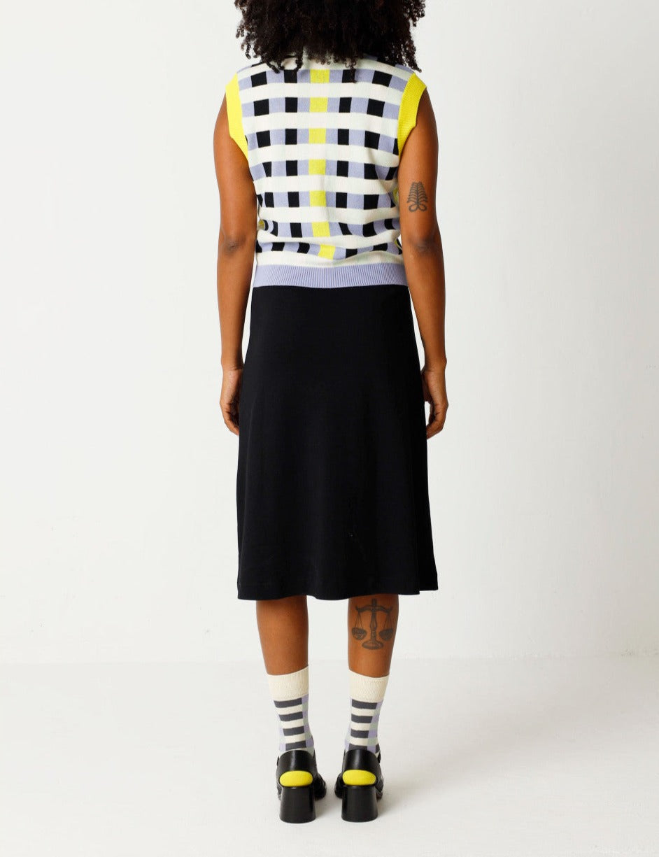 Jupe midi portefeuille en coton bio | noir "baiza-gots skirt black"