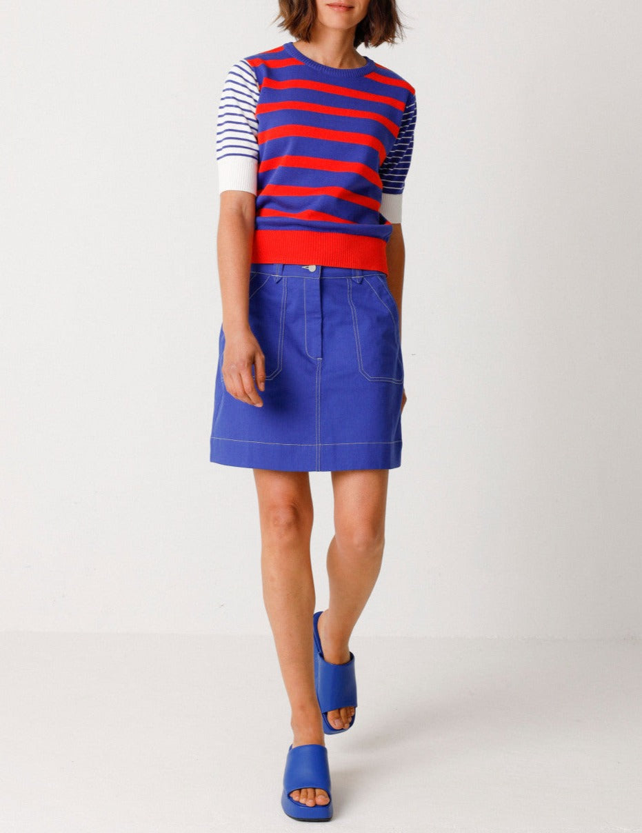Jupe trapèze en coton bio | bleu "demiku gots skirt royal blue"
