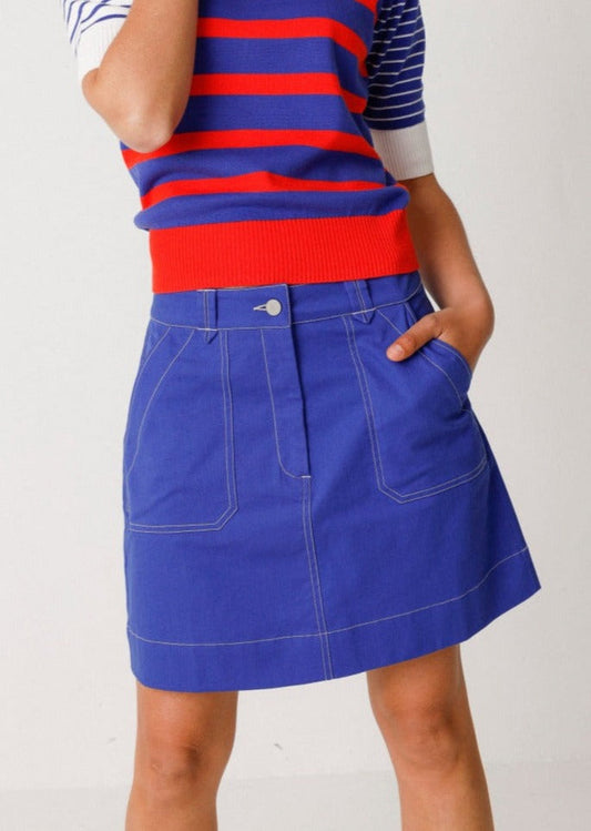 Jupe trapèze en coton bio | bleu "demiku gots skirt royal blue"