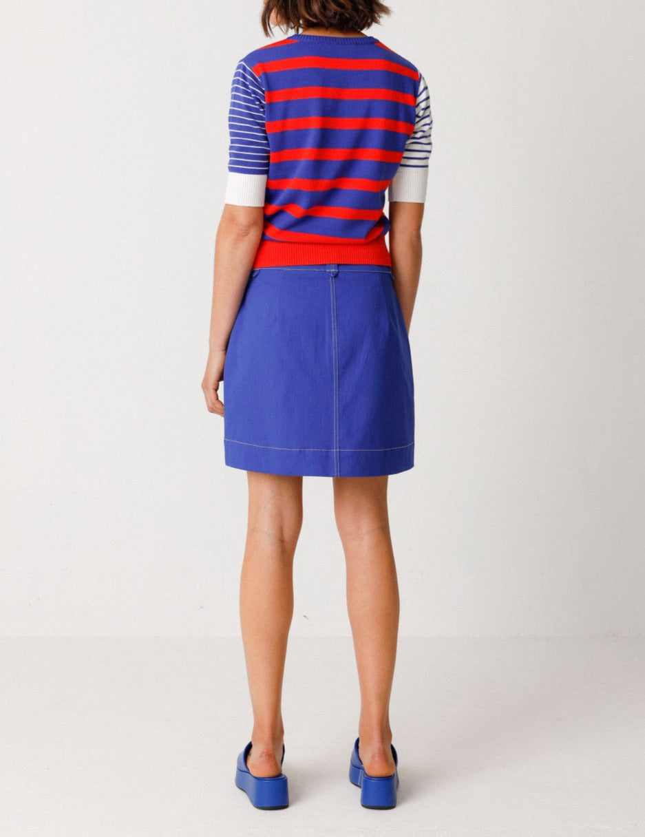 Jupe trapèze en coton bio | bleu "demiku gots skirt royal blue"