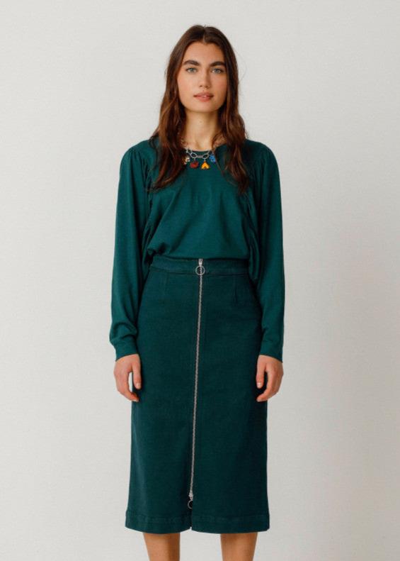 Jupe en coton bio | vert "falda dota dark green"