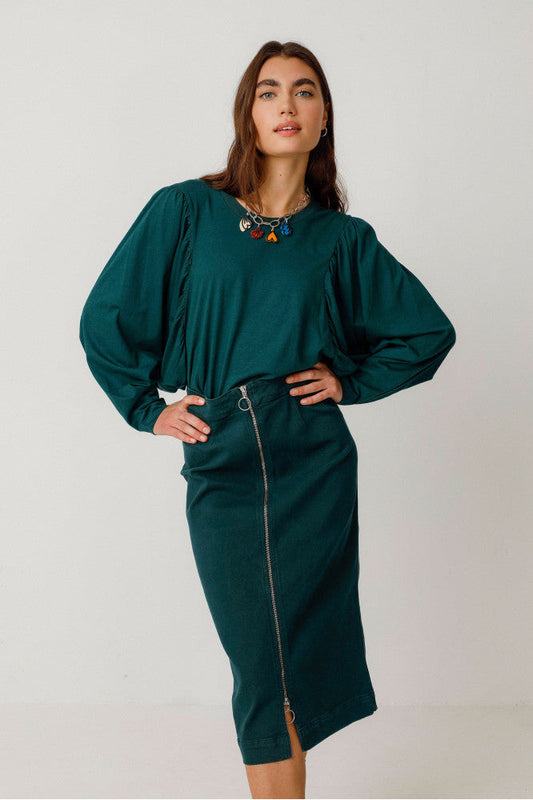 Jupe en coton bio | vert "falda dota dark green"