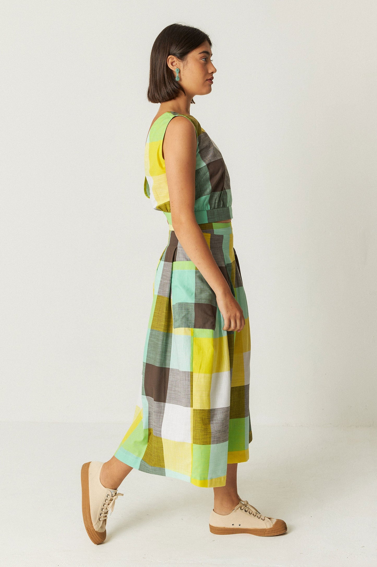 Jupe midi à carreaux en coton bio | multicolore "irama-gots skirt - checks"