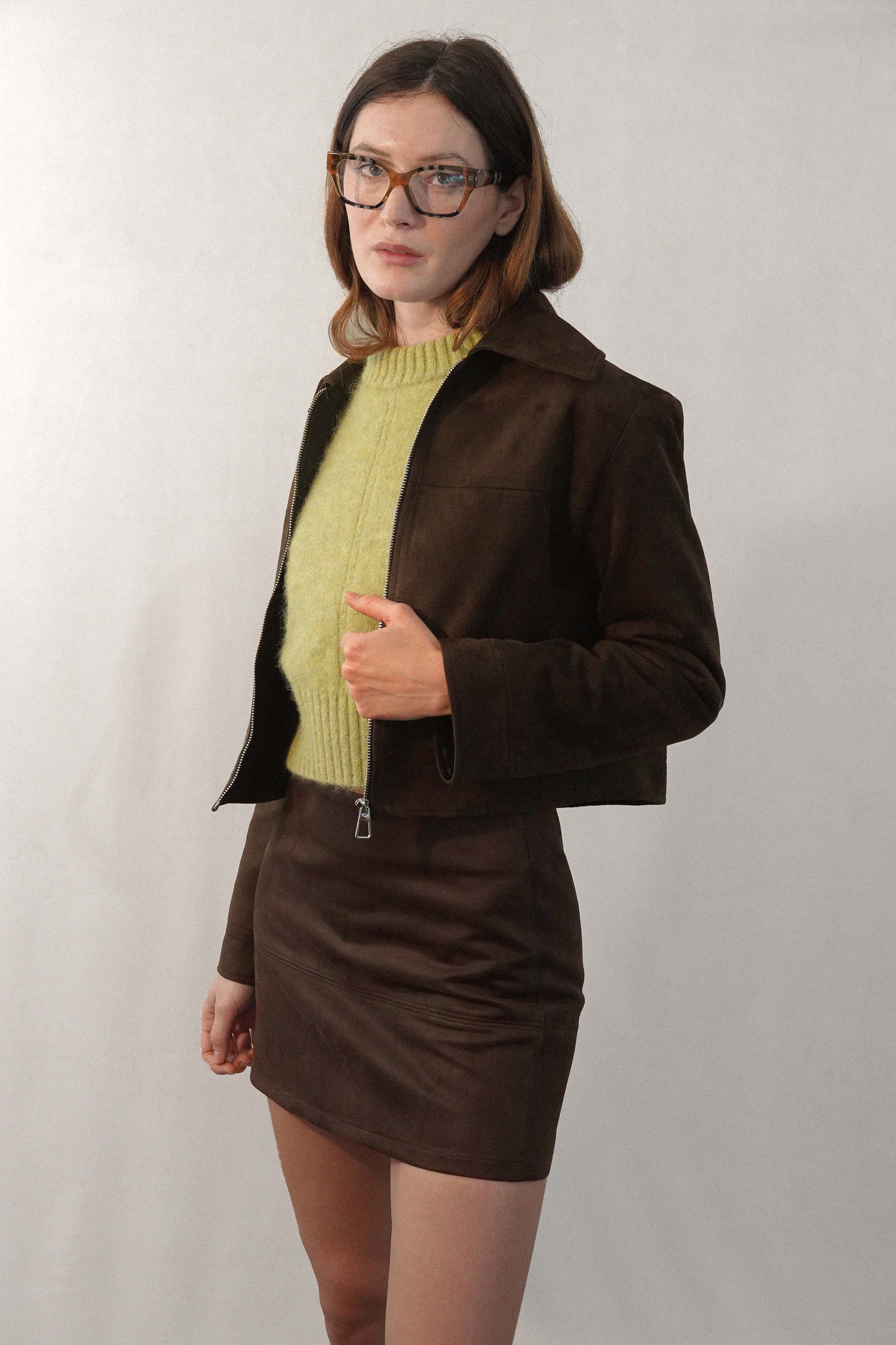 Jupe made in france en daim upcyclé | marron "clothilde"