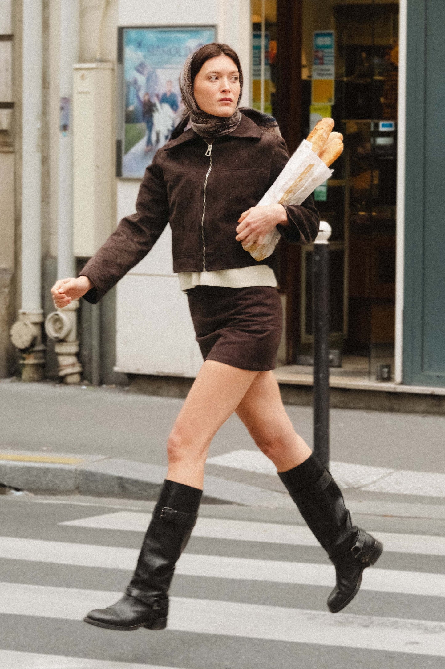 Jupe made in france en daim upcyclé | marron "clothilde"