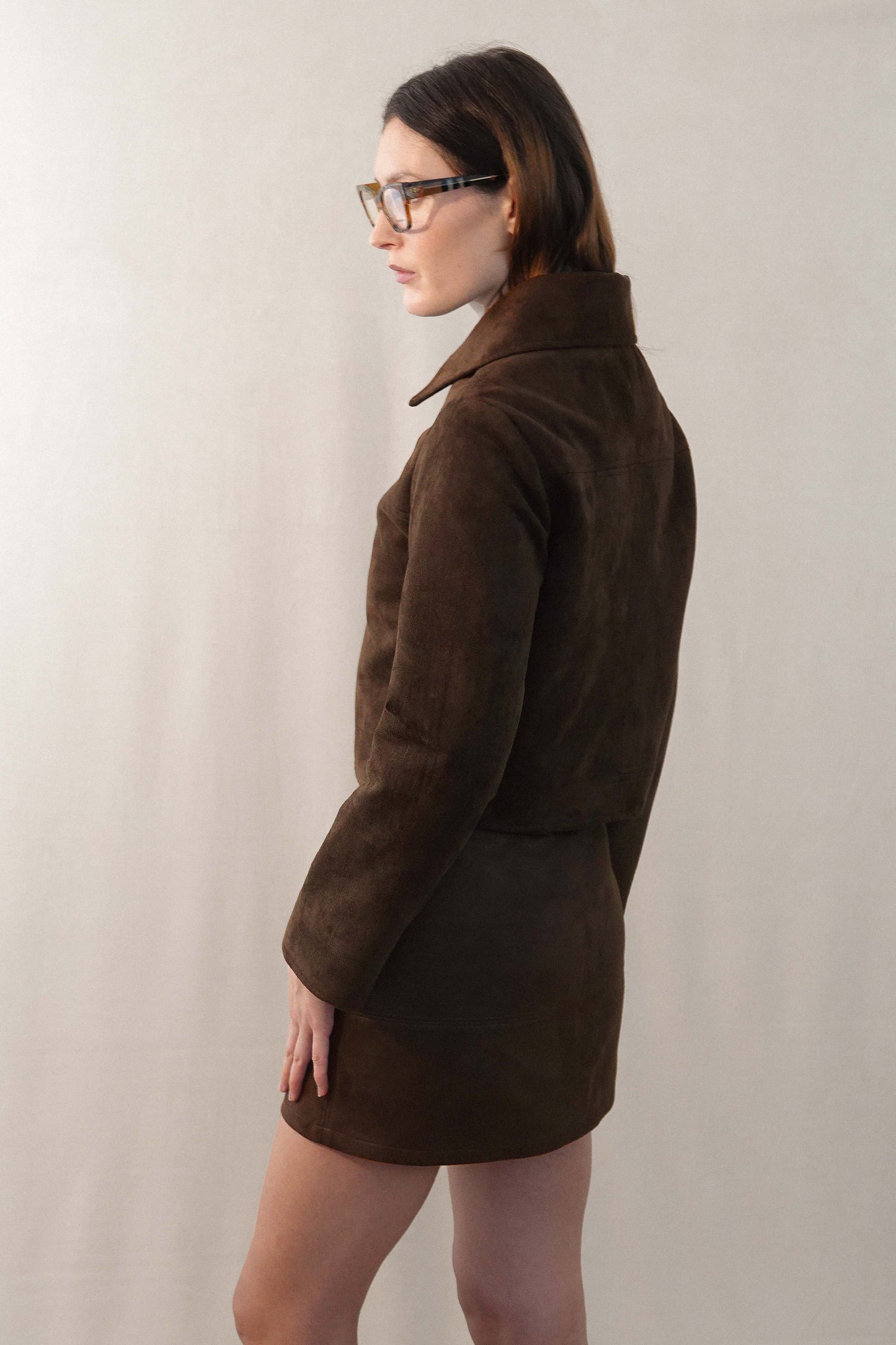 Jupe made in france en daim upcyclé | marron "clothilde"