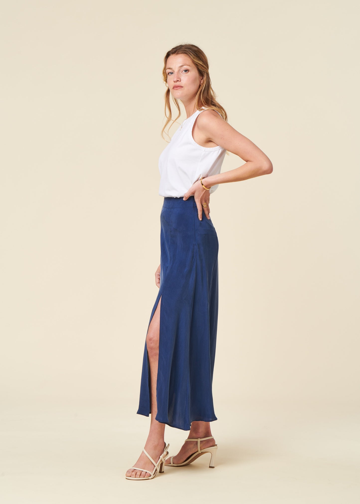 Jupe longue en ecovero | bleu "Cobalt tora skirt - blue"