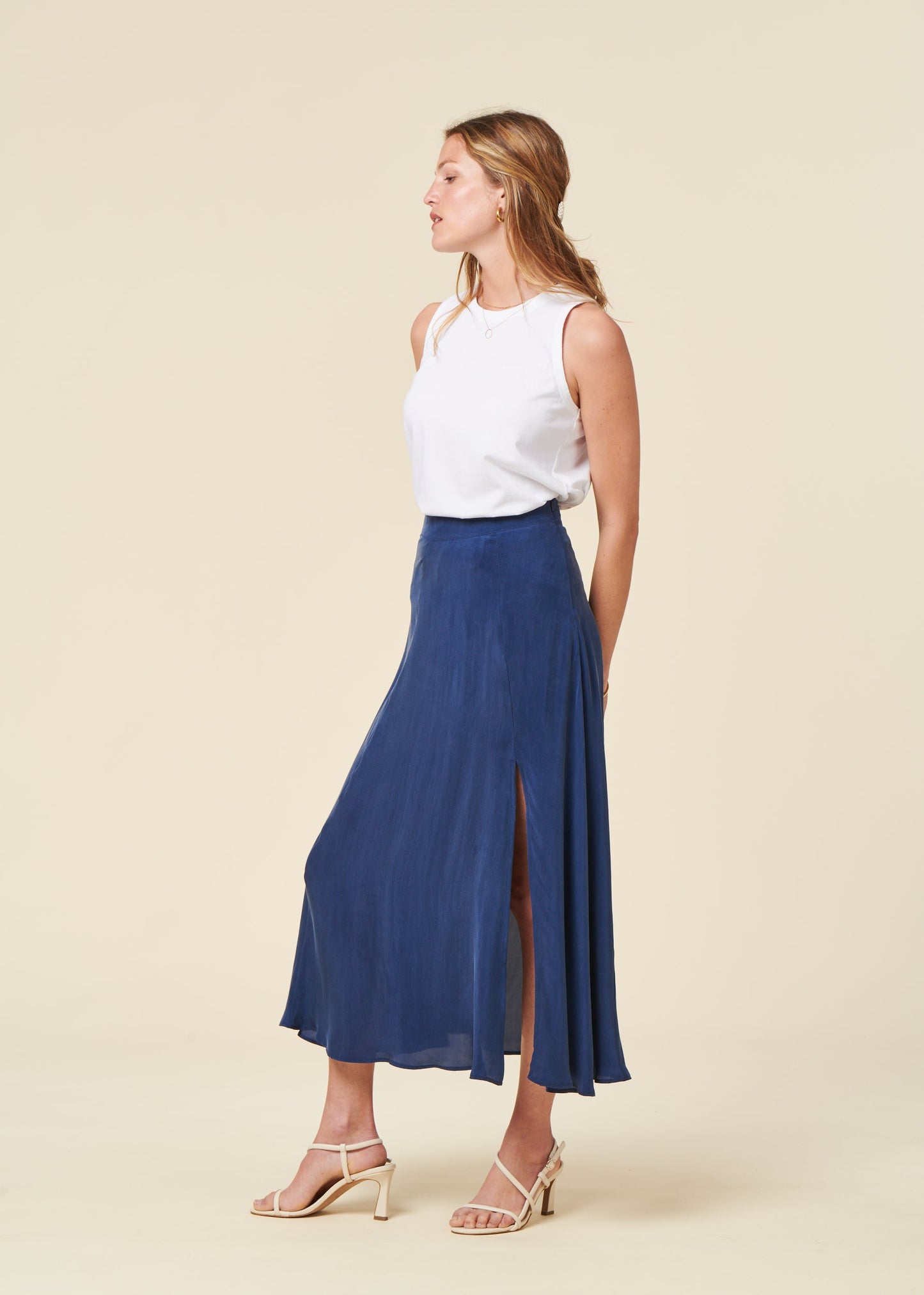 Jupe longue en ecovero | bleu "Cobalt tora skirt - blue"