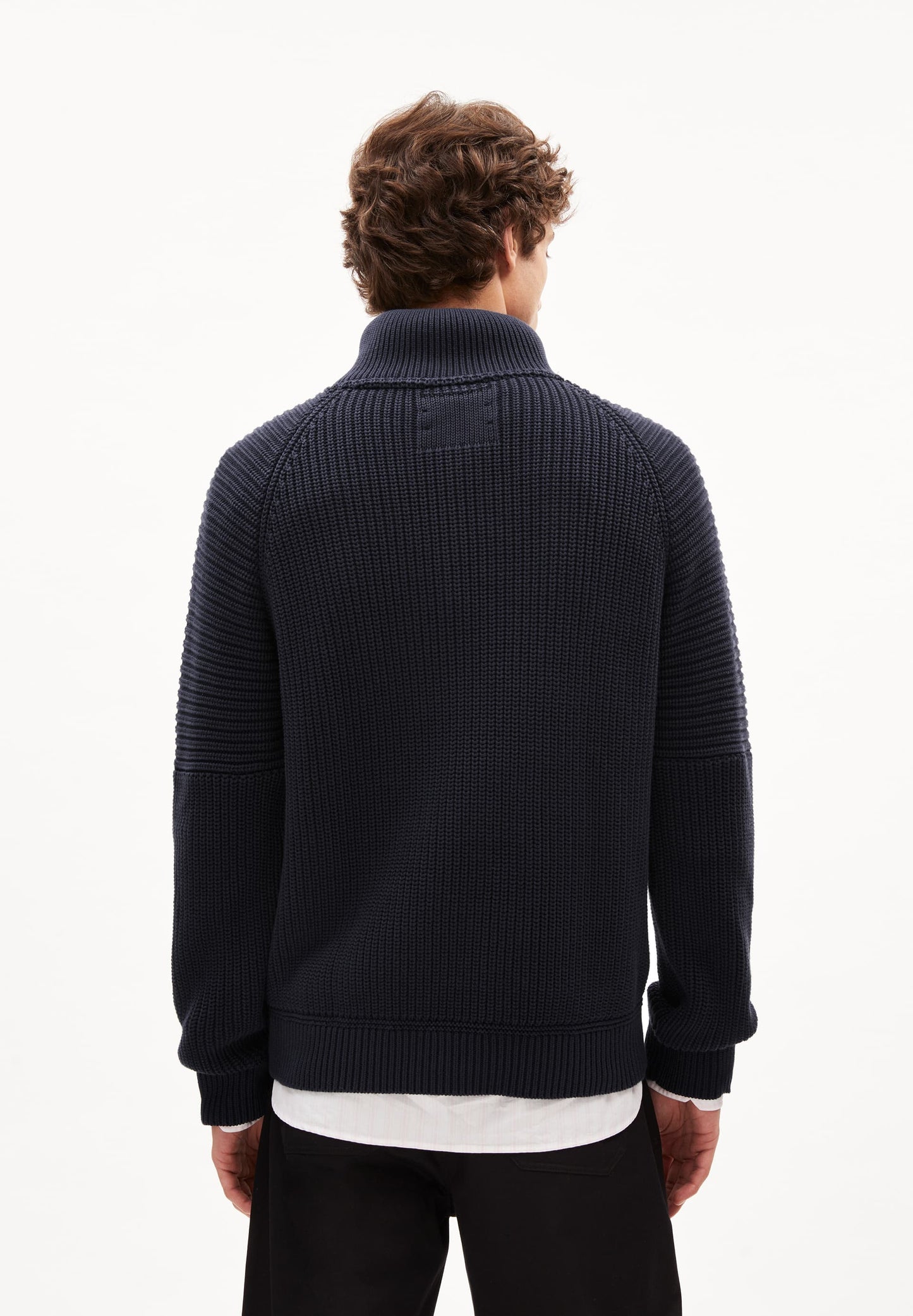 Pull col zippé en coton bio | marine "kaalves"