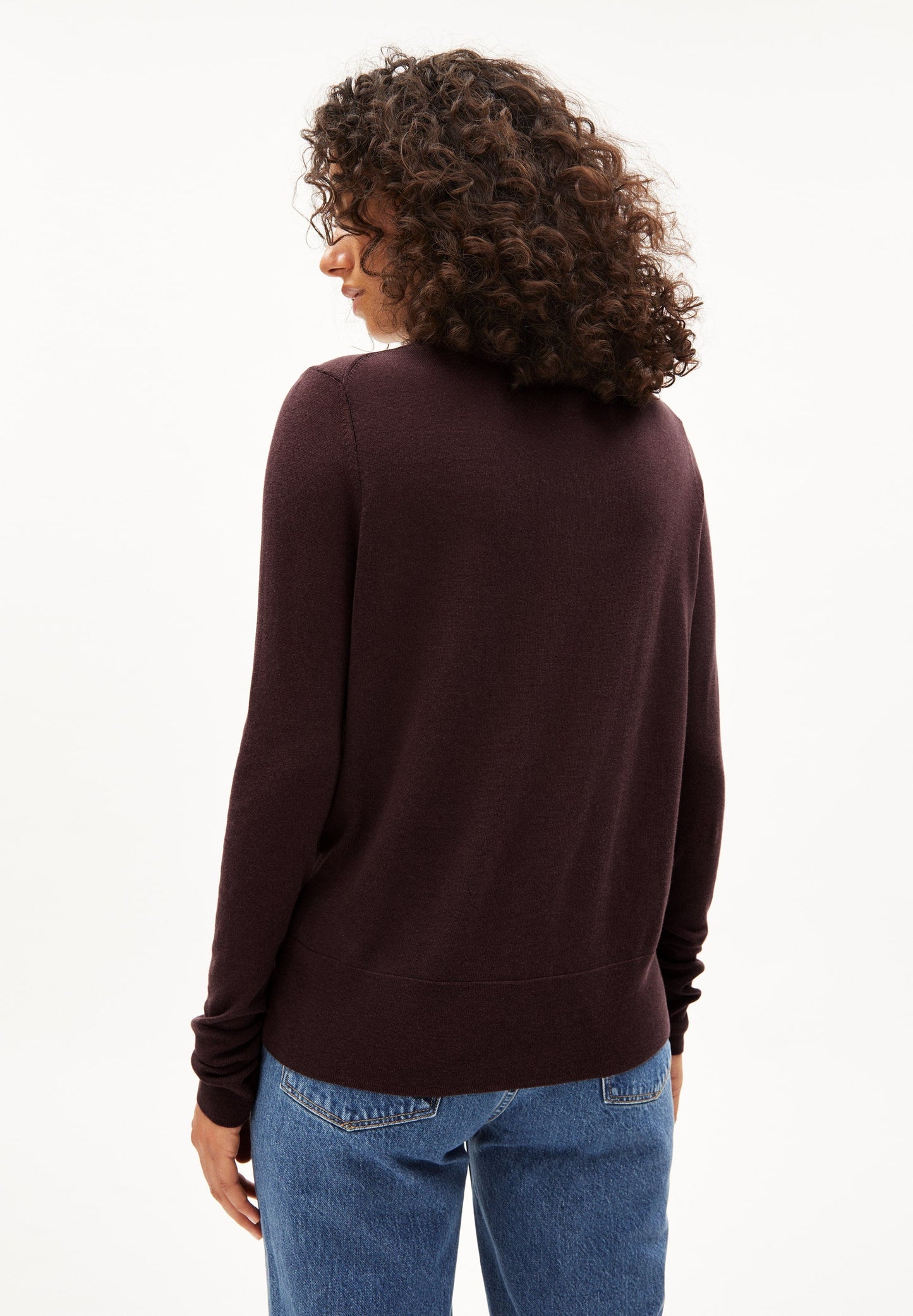 Pull violet foncé col roulé en tencel et coton bio - kaathe fudge