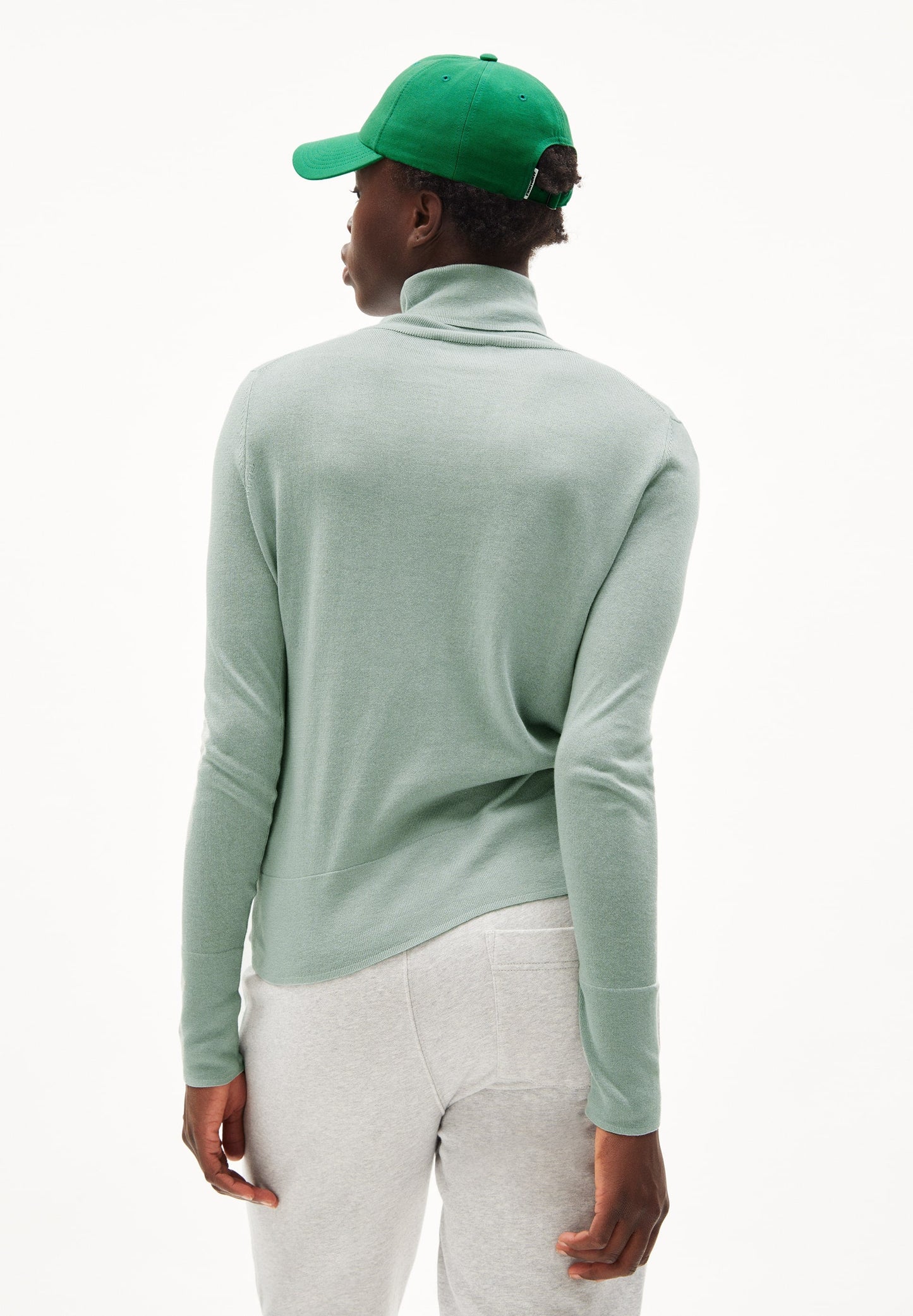 Pull  col roulé vert menthe en tencel et coton bio - kaathe lint