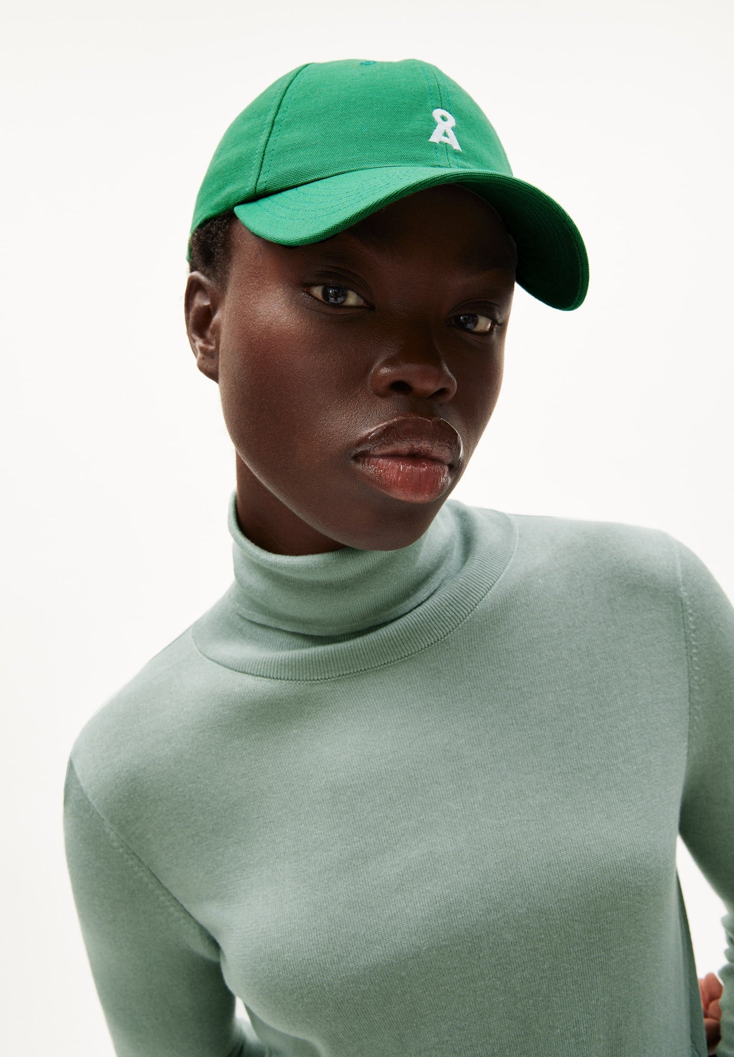 Pull  col roulé vert menthe en tencel et coton bio - kaathe lint