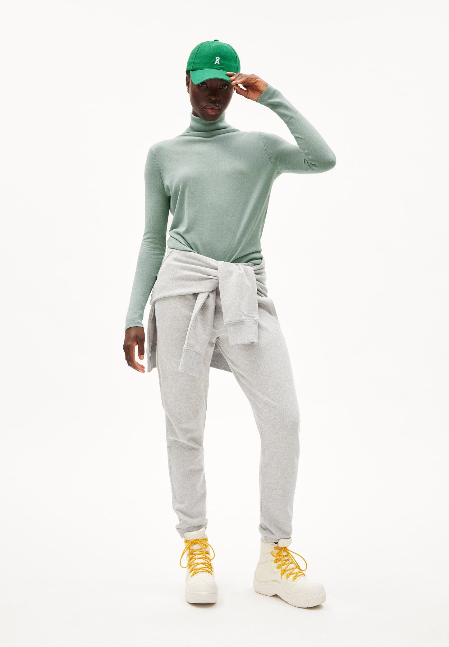 Pull  col roulé vert menthe en tencel et coton bio - kaathe lint